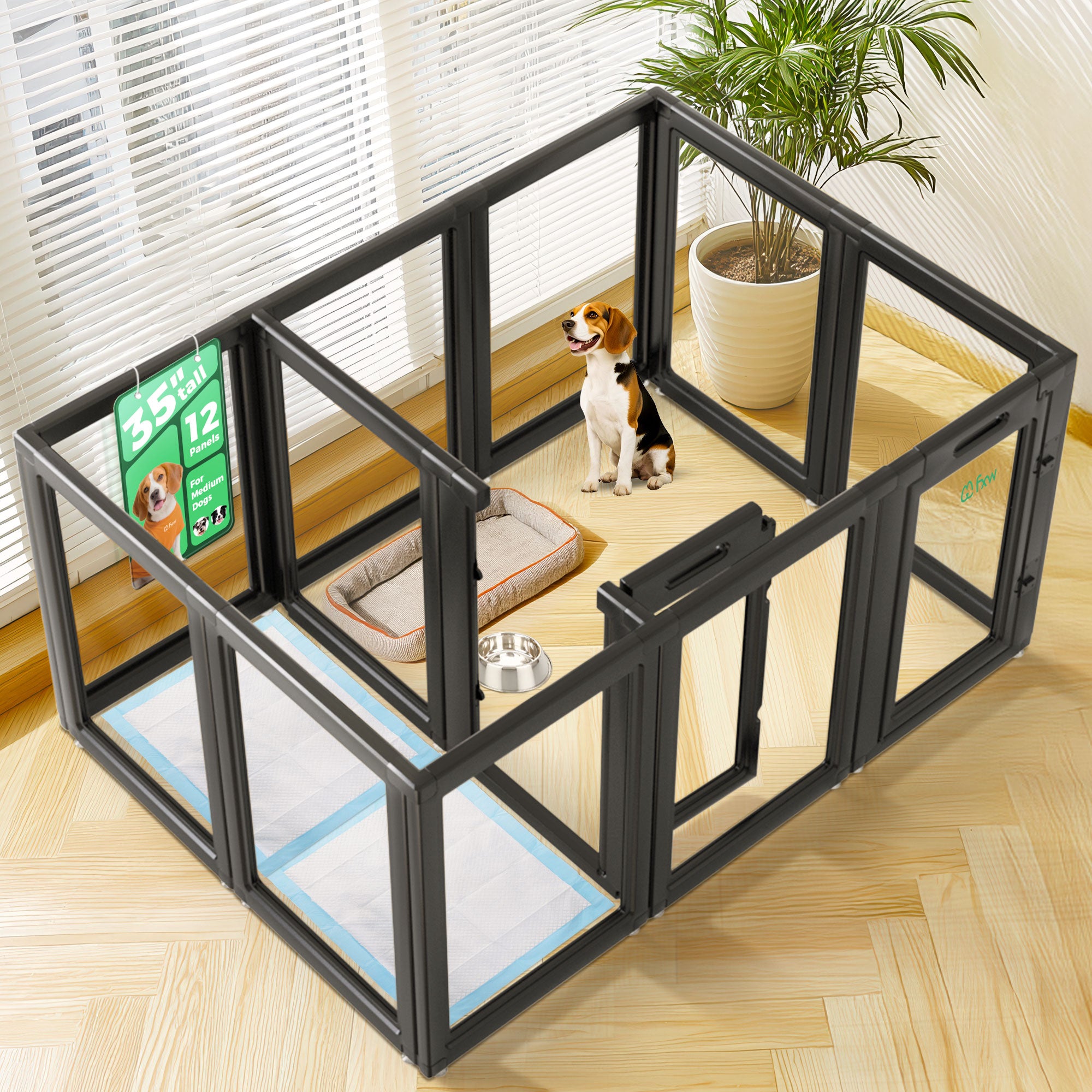 AuraSpace Acrylic Indoor Dog Playpen for Puppies and Small Dogs