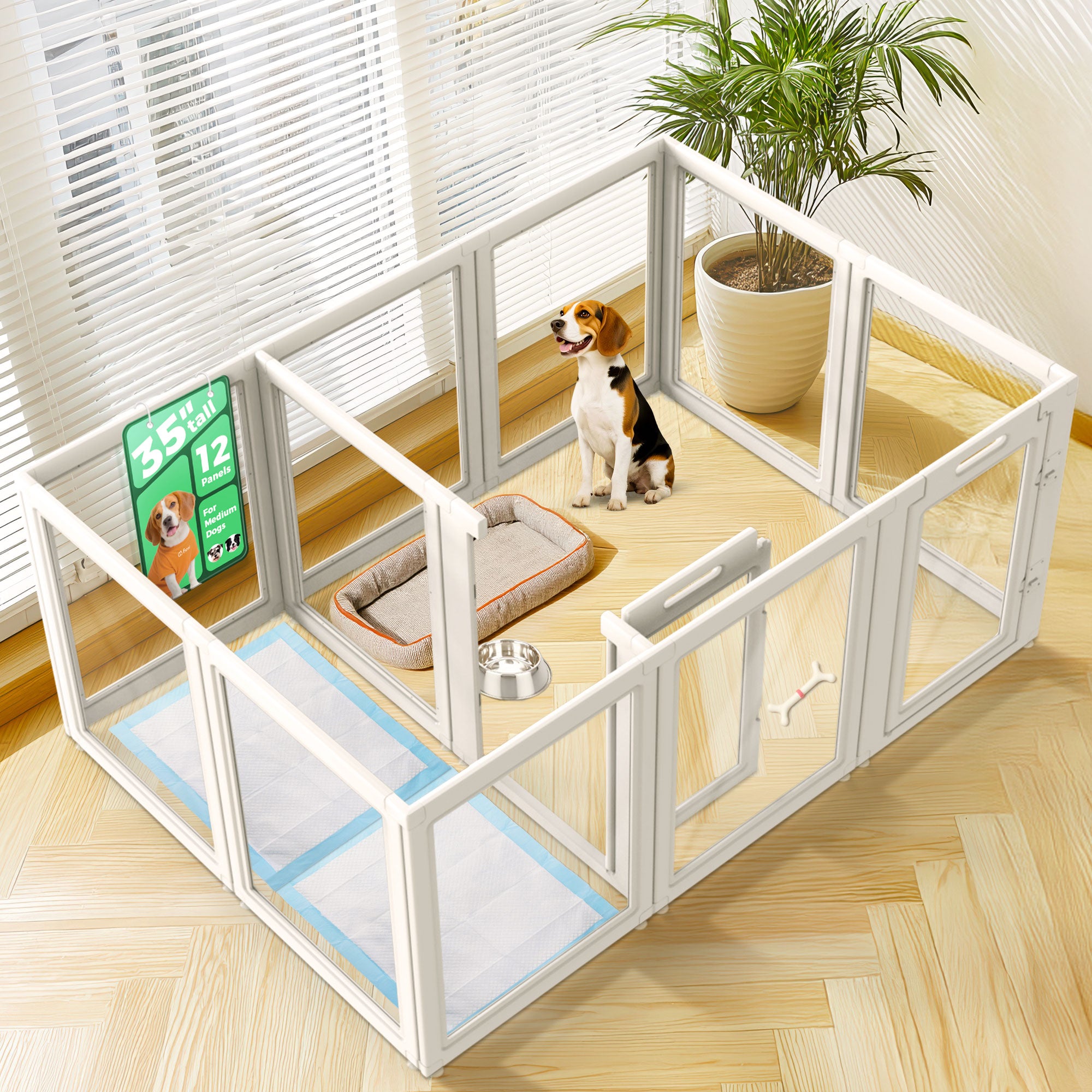 AuraSpace Acrylic Indoor Dog Playpen for Small to Medium Dogs