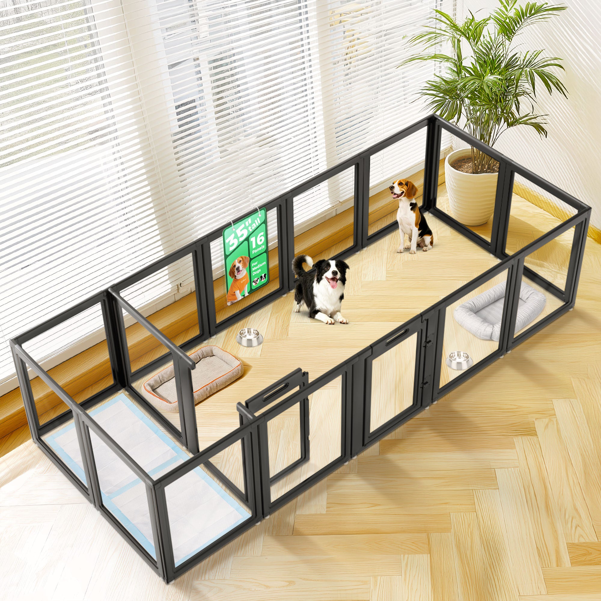 AuraSpace Acrylic Indoor Dog Playpen for Small to Medium Dogs