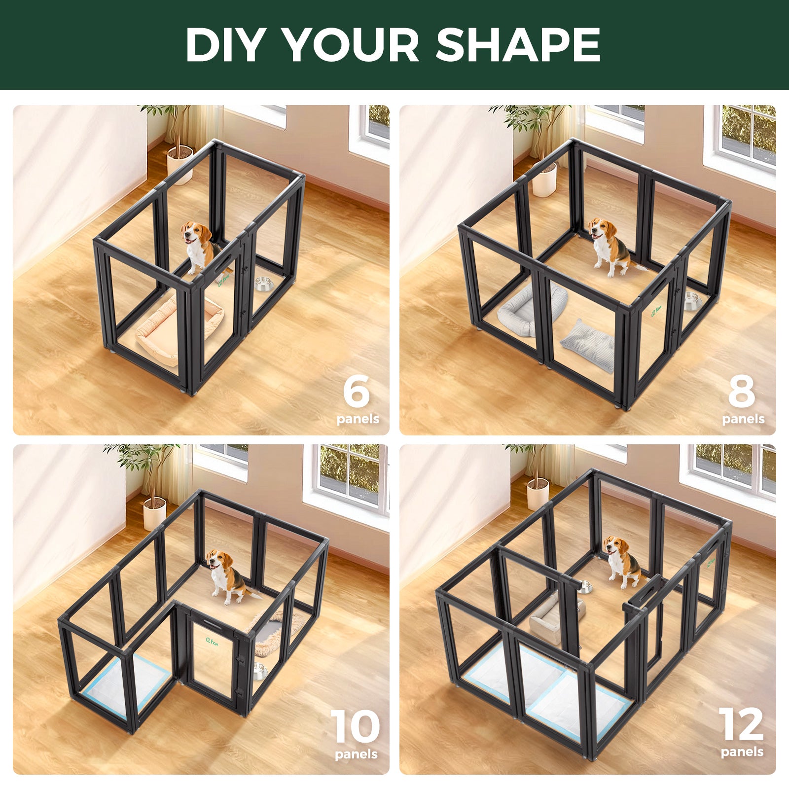 AuraSpace Acrylic Indoor Dog Playpen for Puppies and Small Dogs