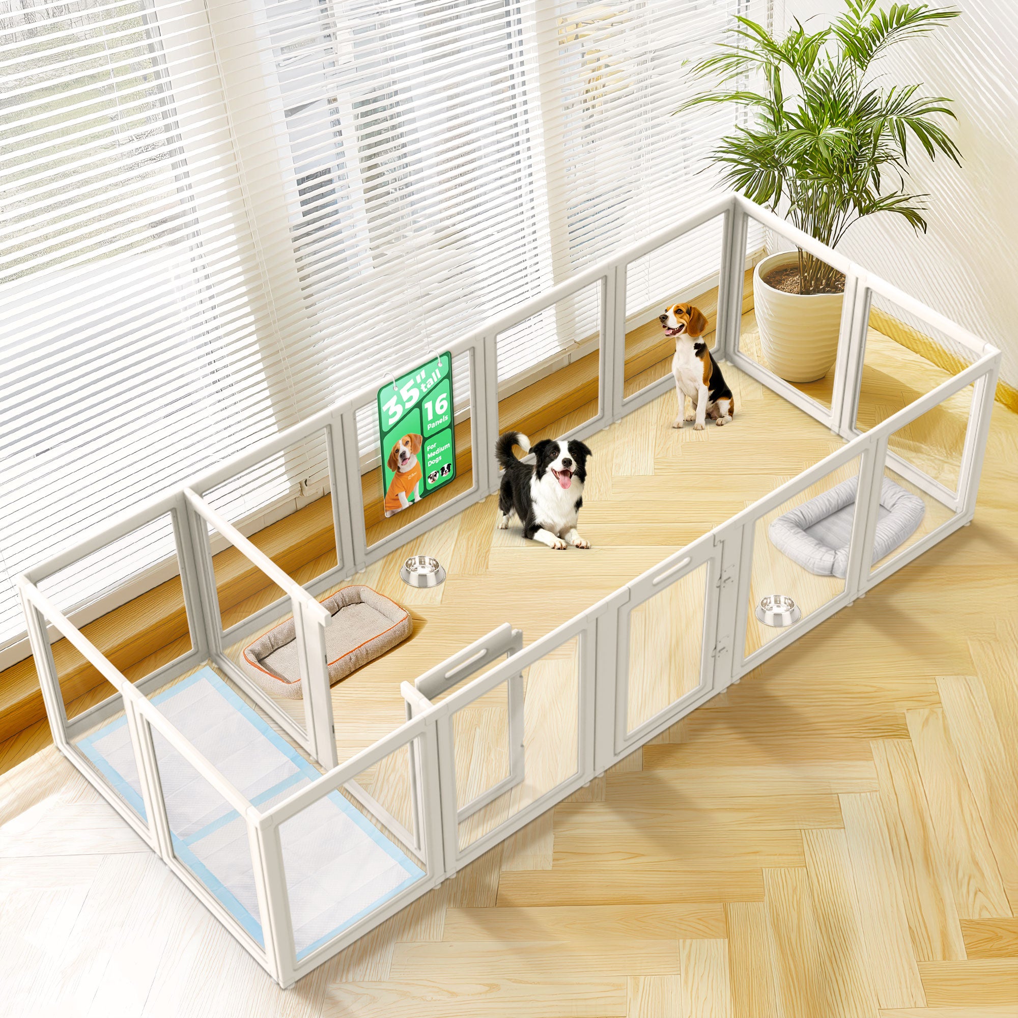 AuraSpace Acrylic Indoor Dog Playpen for Small to Medium Dogs