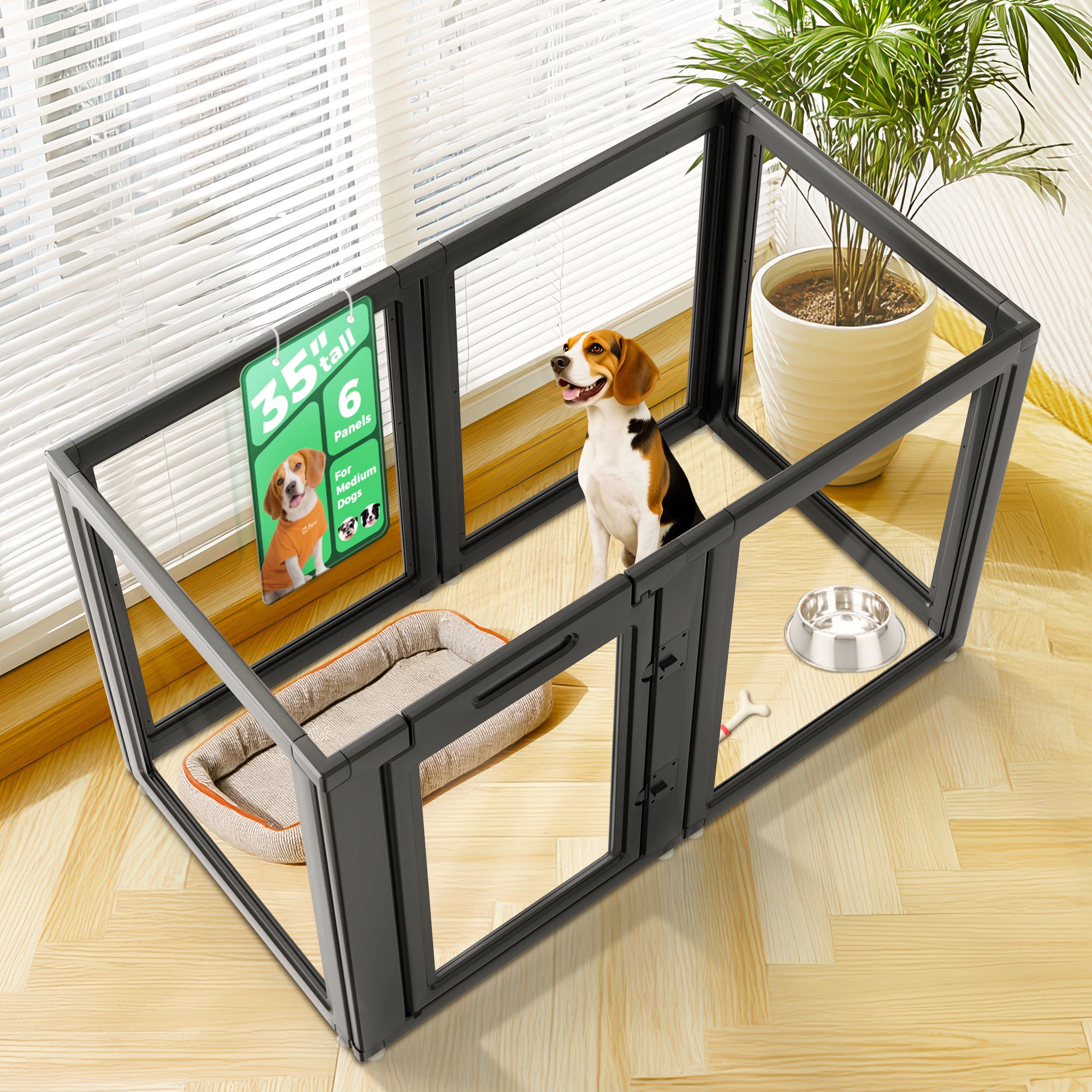 AuraSpace Acrylic Indoor Dog Playpen for Small to Medium Dogs