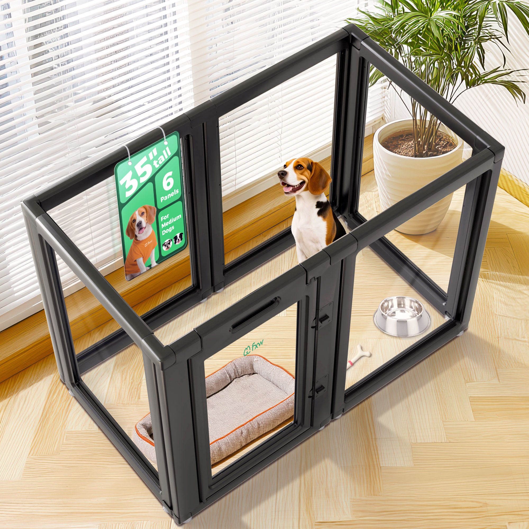 AuraSpace Acrylic Indoor Dog Playpen for Puppies and Small Dogs