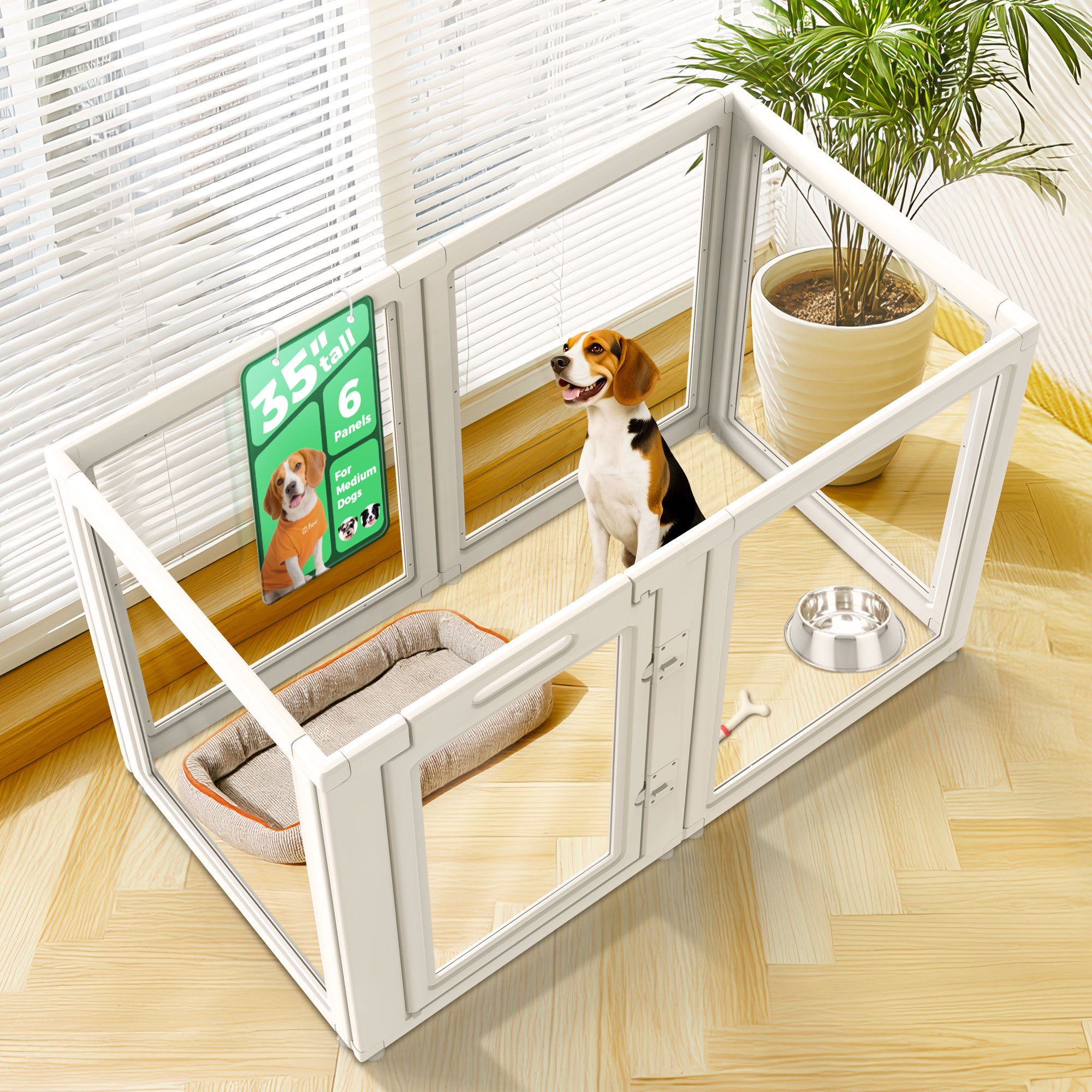 AuraSpace Acrylic Indoor Dog Playpen for Small to Medium Dogs
