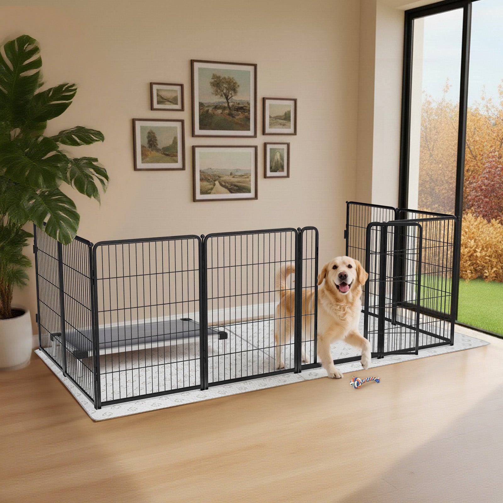 Bundle - Homeplus Dog Playpen & Fence-to-Wall Anchor(Pack of 4)