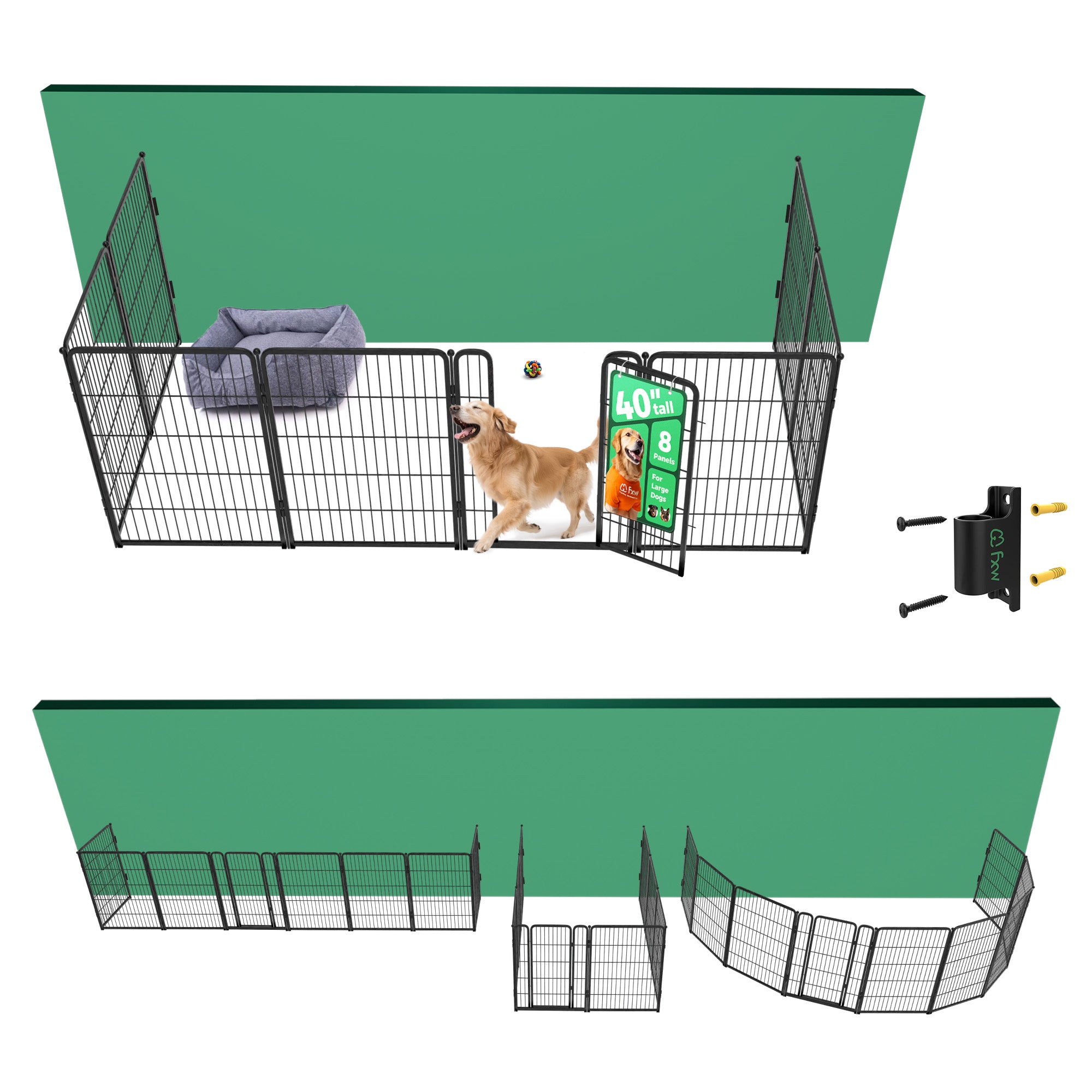Bundle - Homeplus Dog Playpen & Fence-to-Wall Anchor(Pack of 4)