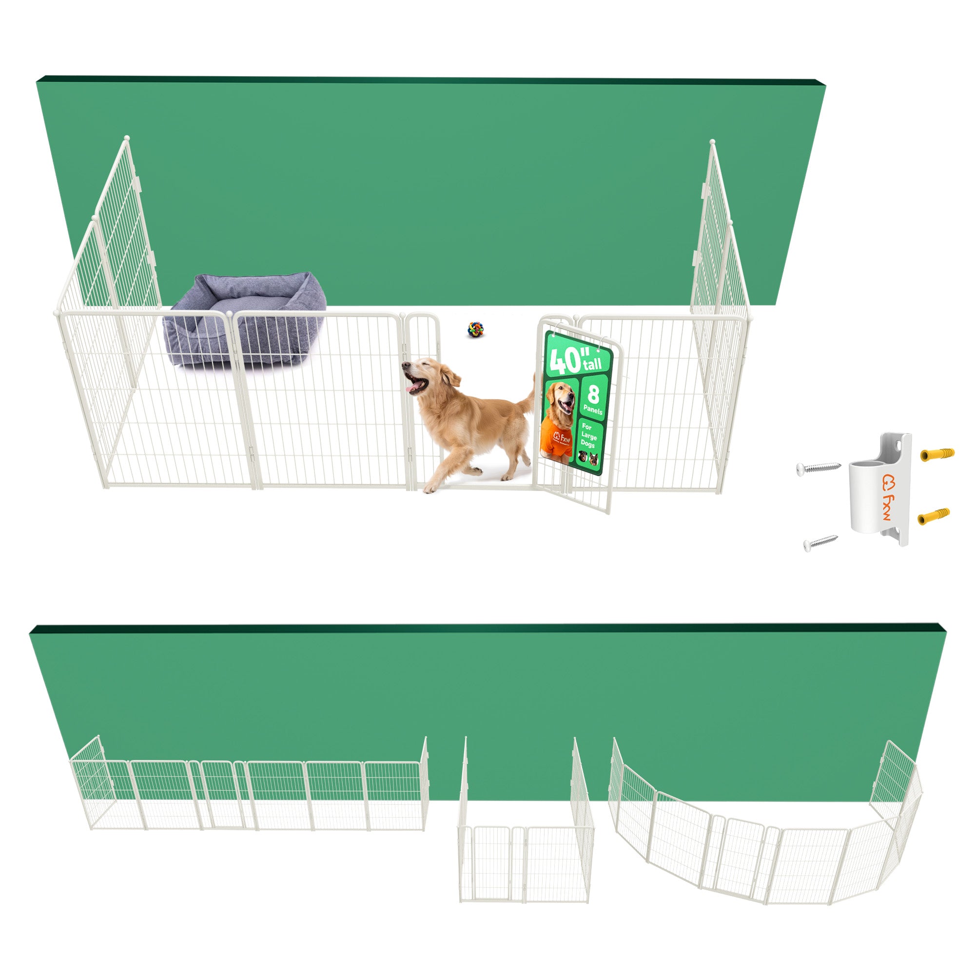 Bundle - Homeplus Dog Playpen & Fence-to-Wall Anchor(Pack of 4)