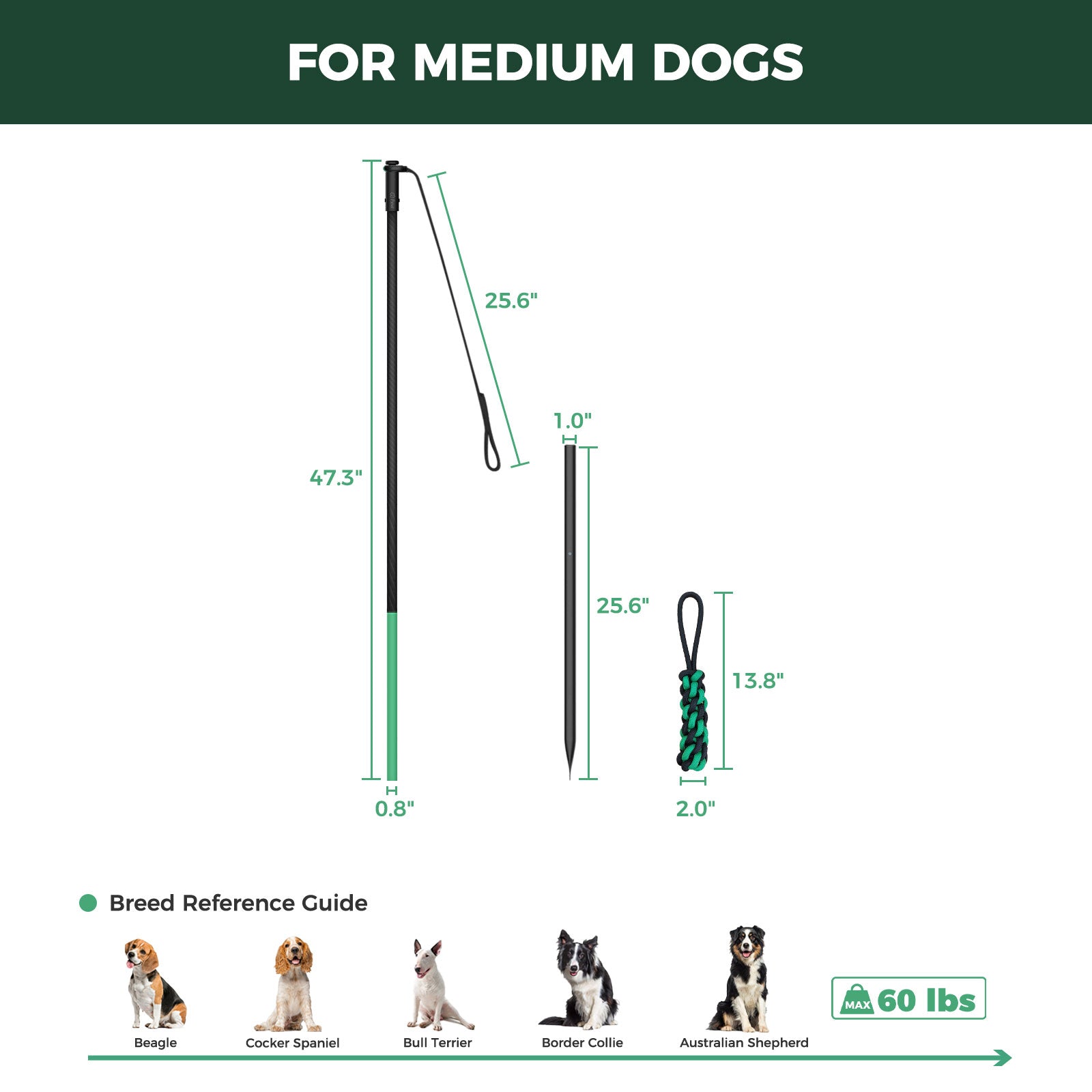 TugPal Dog Tug Toy | Hands-Free Outdoor Play with Fiberglass Rod