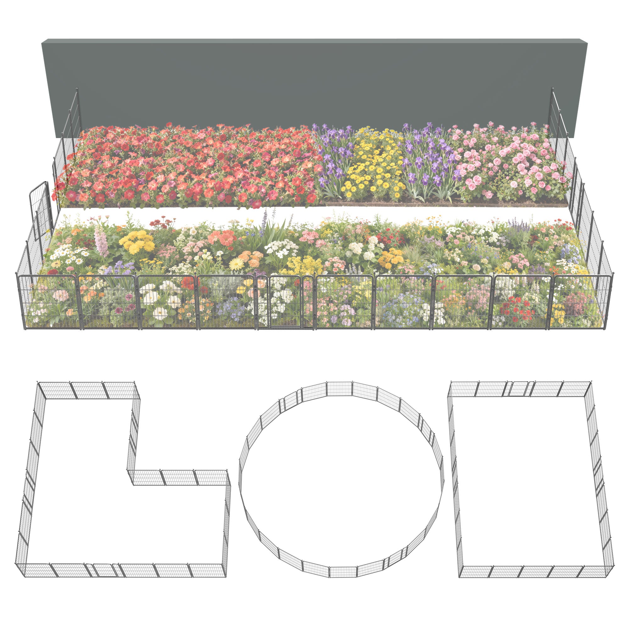 FXW Garden Fence Outdoor for The Yard - Silver