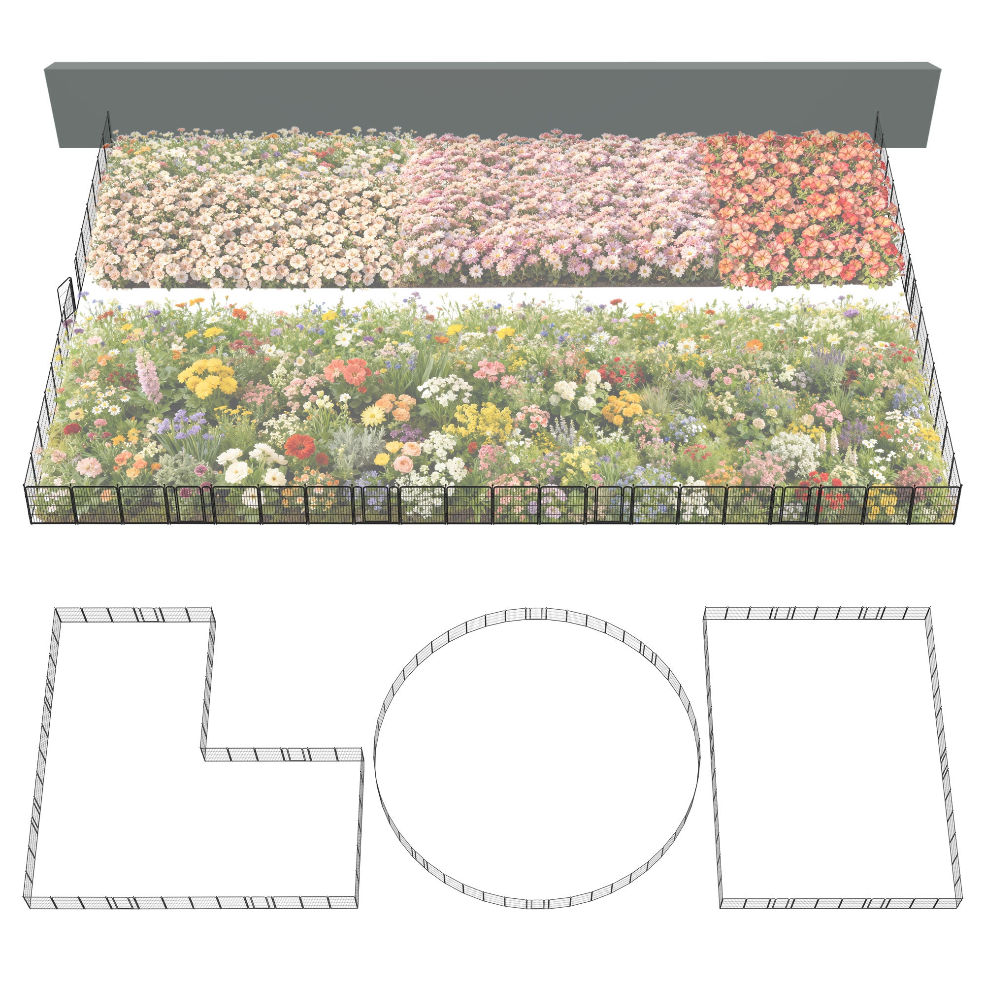 FXW Garden Fence Outdoor for The Yard - Black