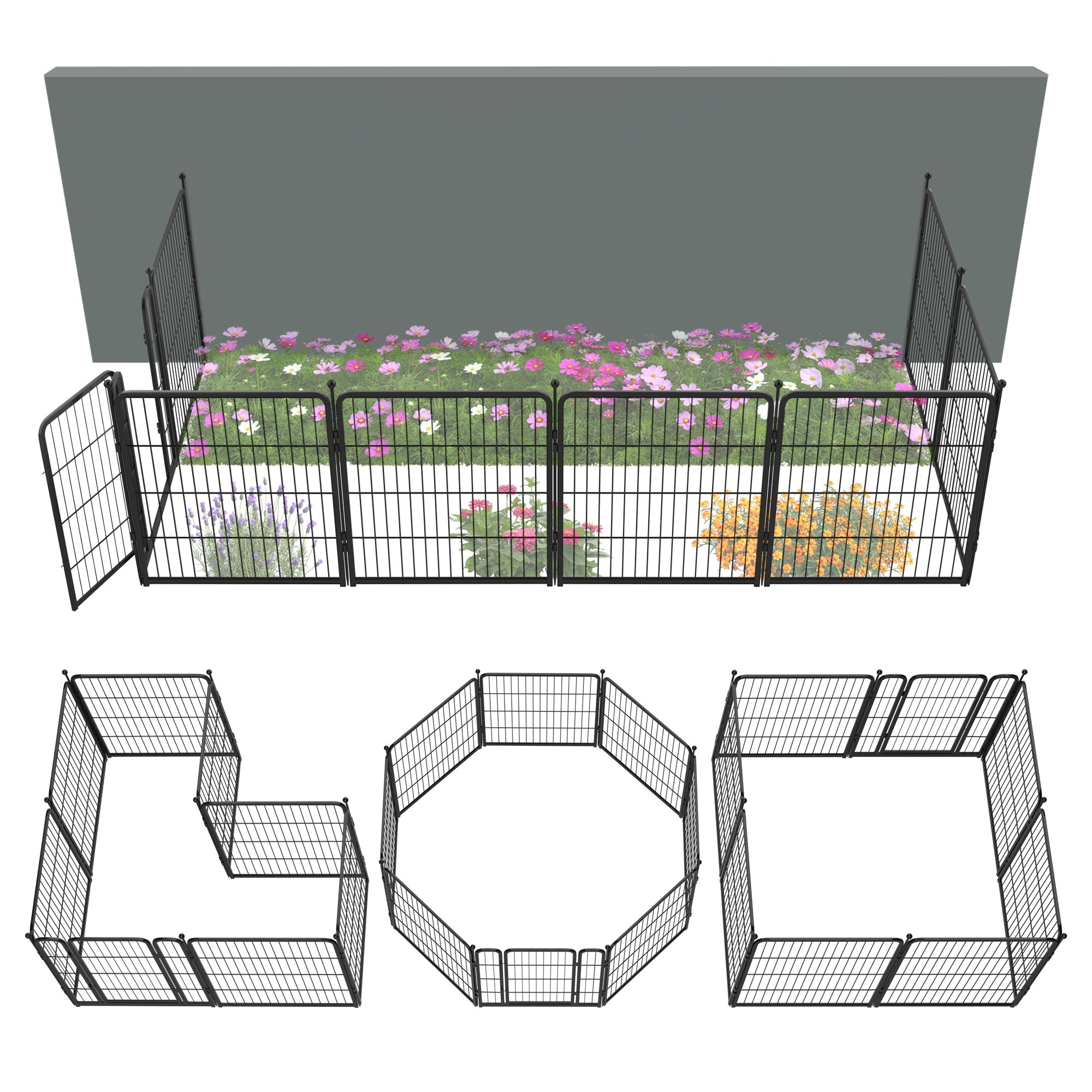 FXW Garden Fence Outdoor for The Yard - Black