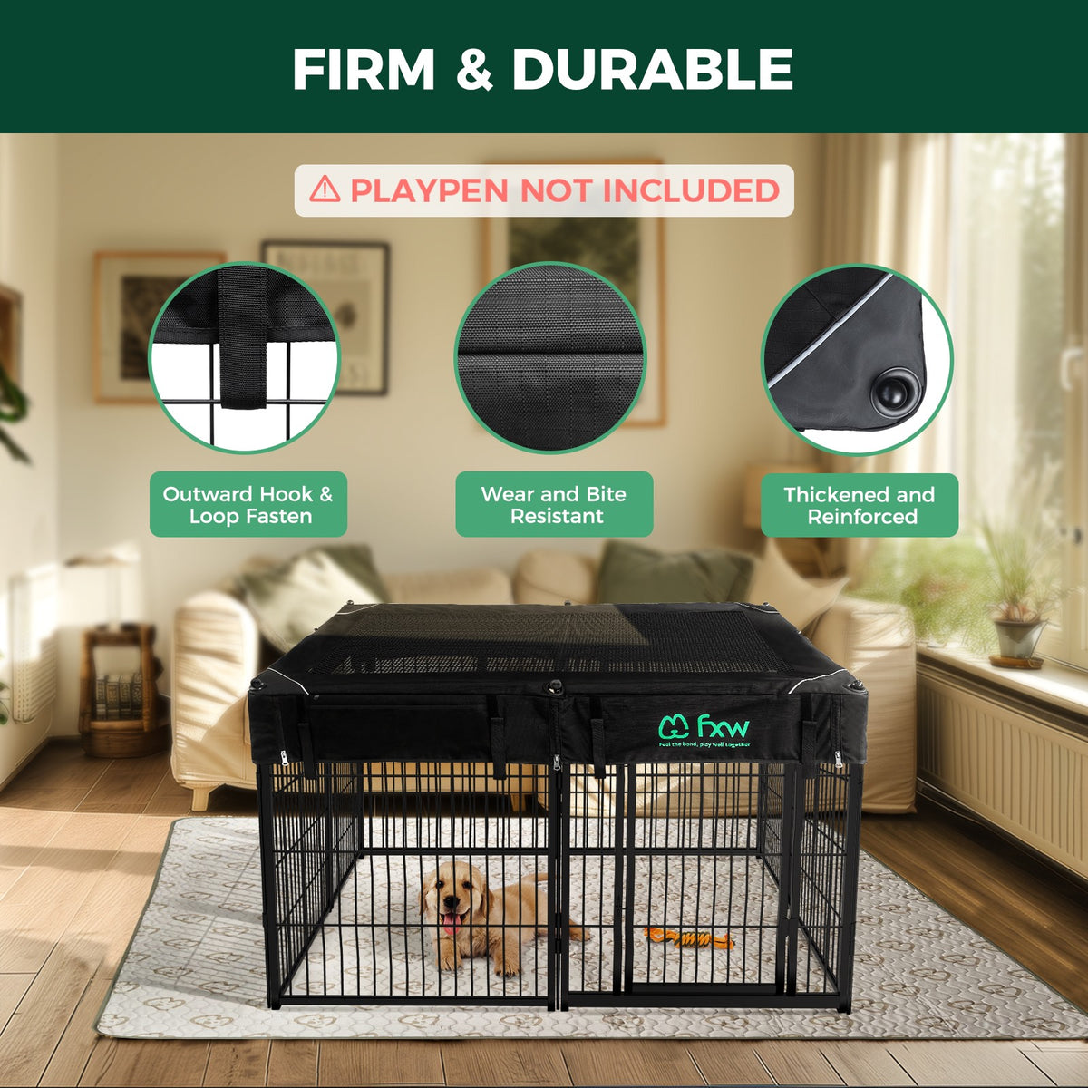 FXW Dog Playpen Cover Exclusive Mesh Top FXW