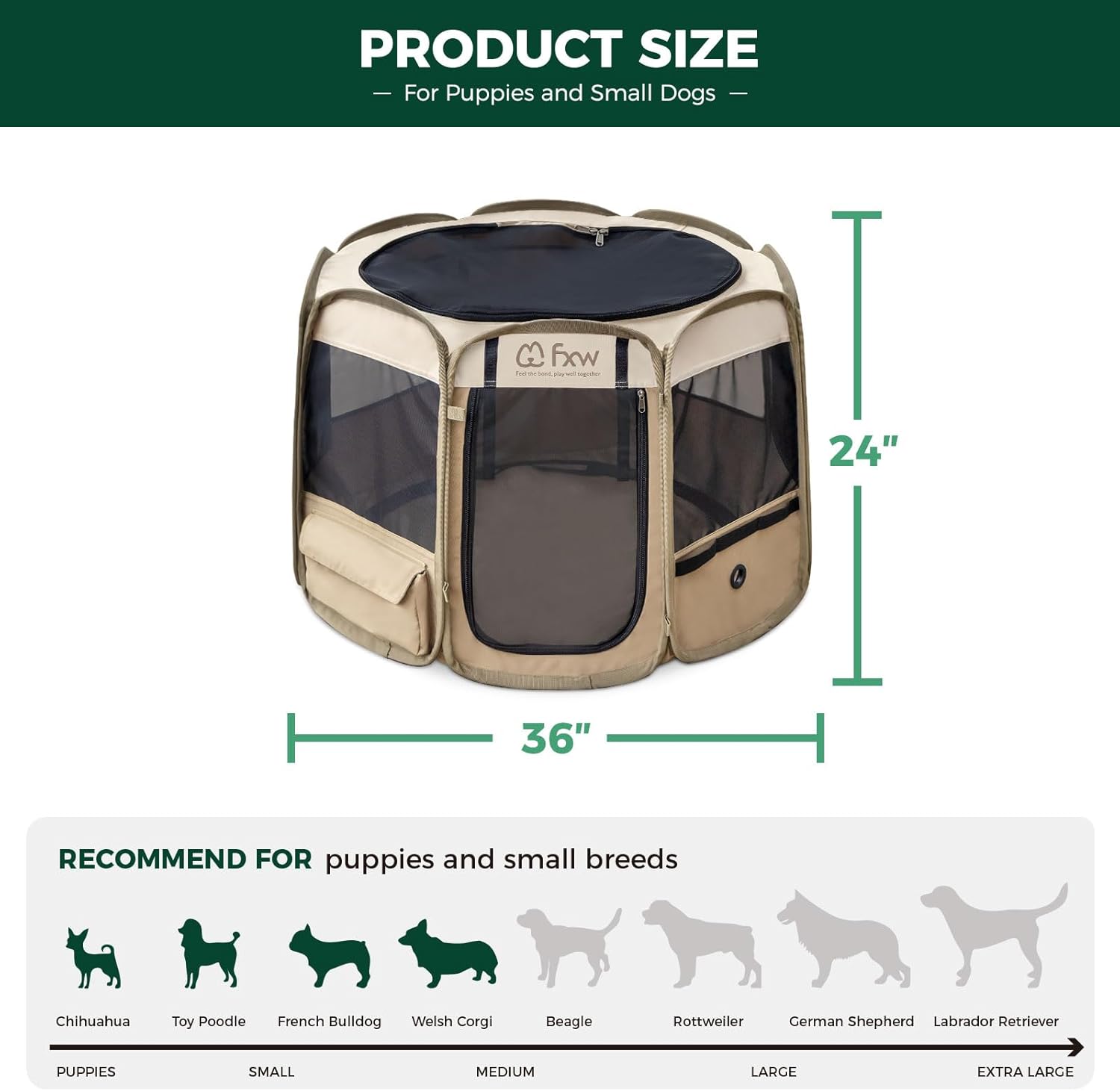 GoTent Dog Playpen Designed for Indoor/Outdoor/Travel Use FXW