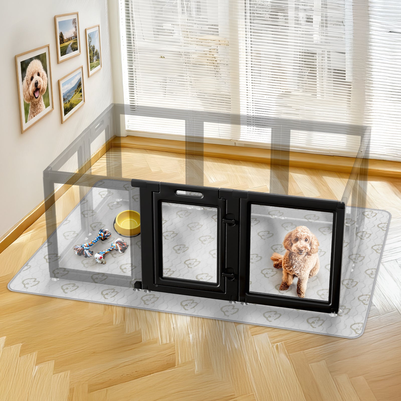 AuraSpace Acrylic Indoor Dog Playpen for Small to Medium Dogs