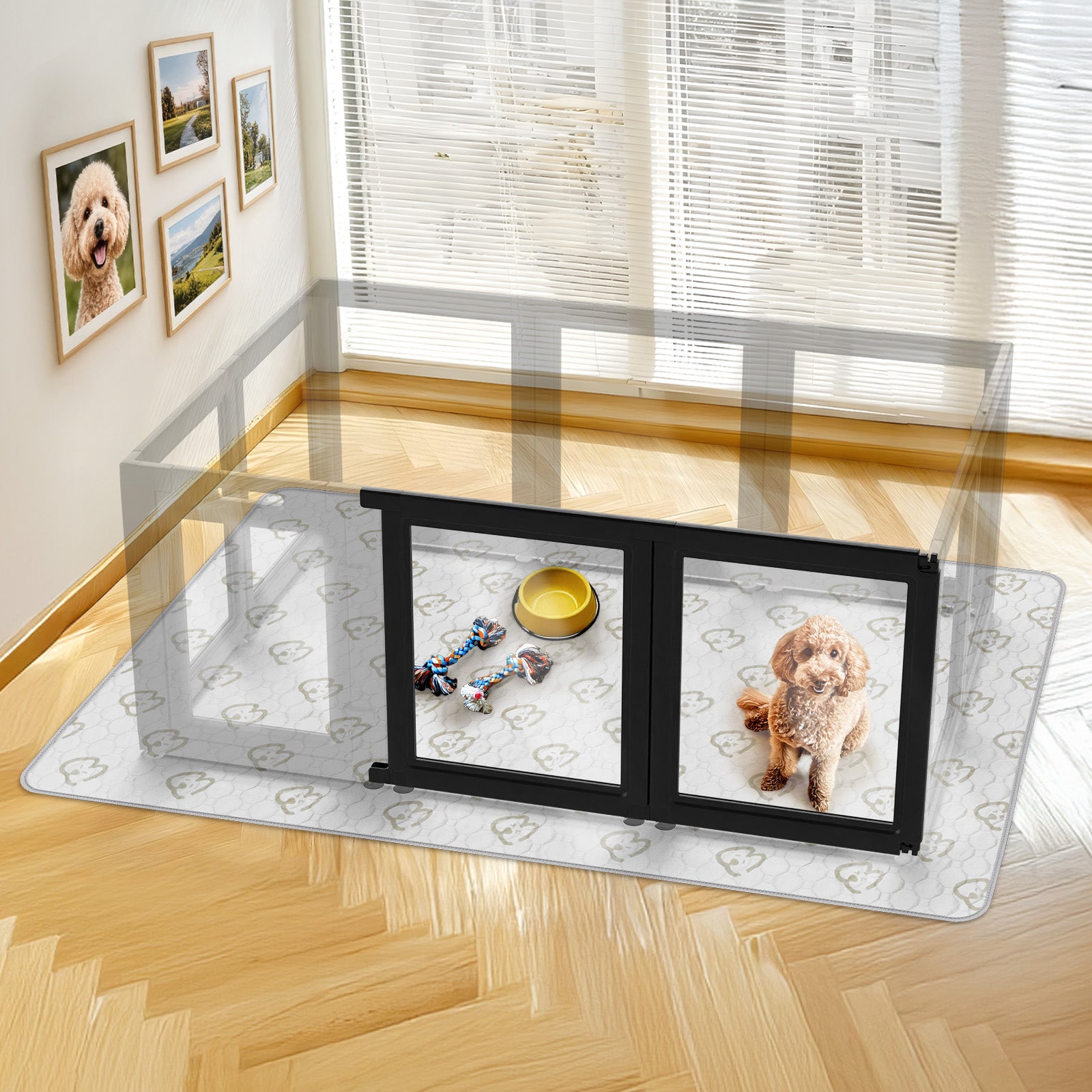AuraSpace Acrylic Indoor Dog Playpen for Small to Medium Dogs