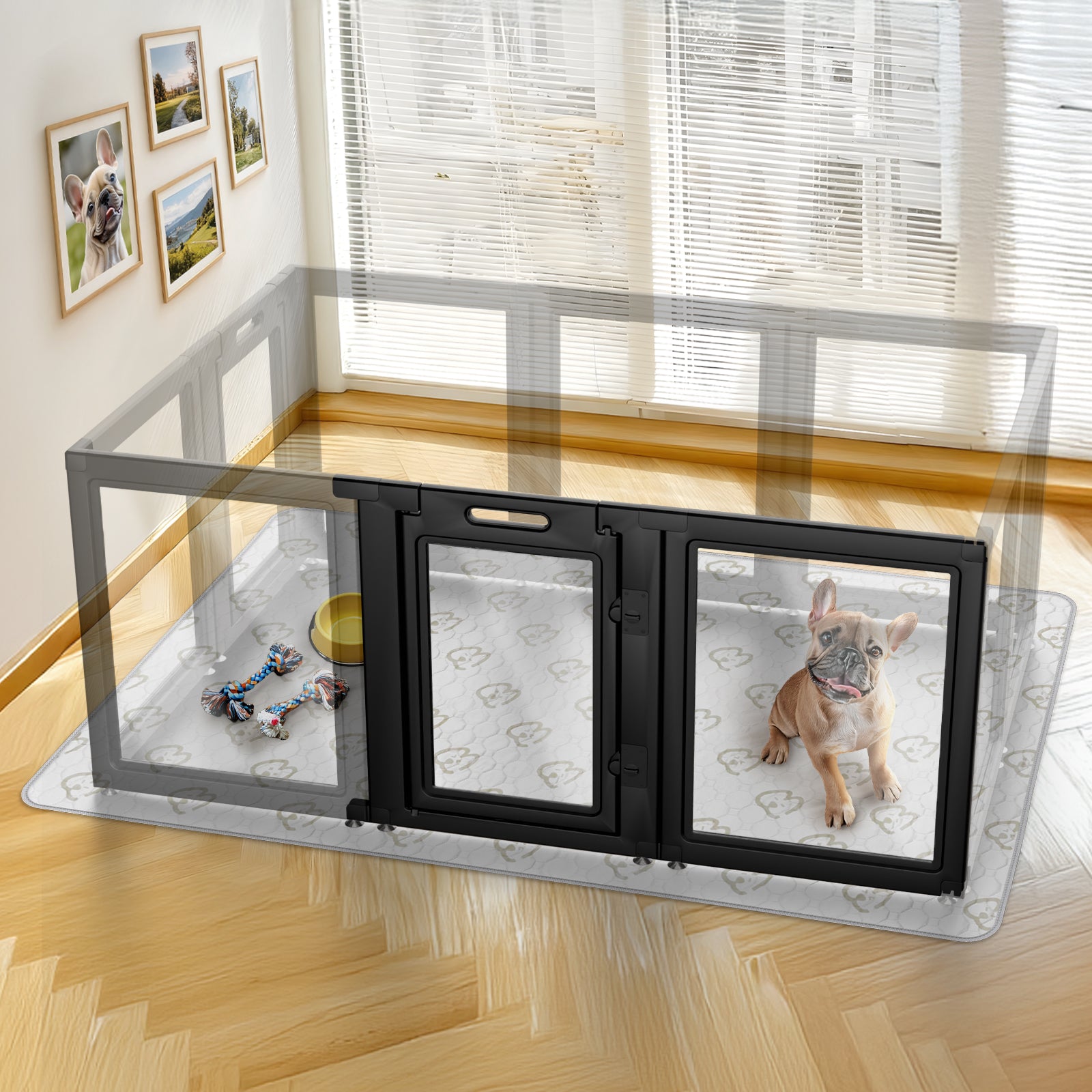 AuraSpace Acrylic Indoor Dog Playpen for Small to Medium Dogs