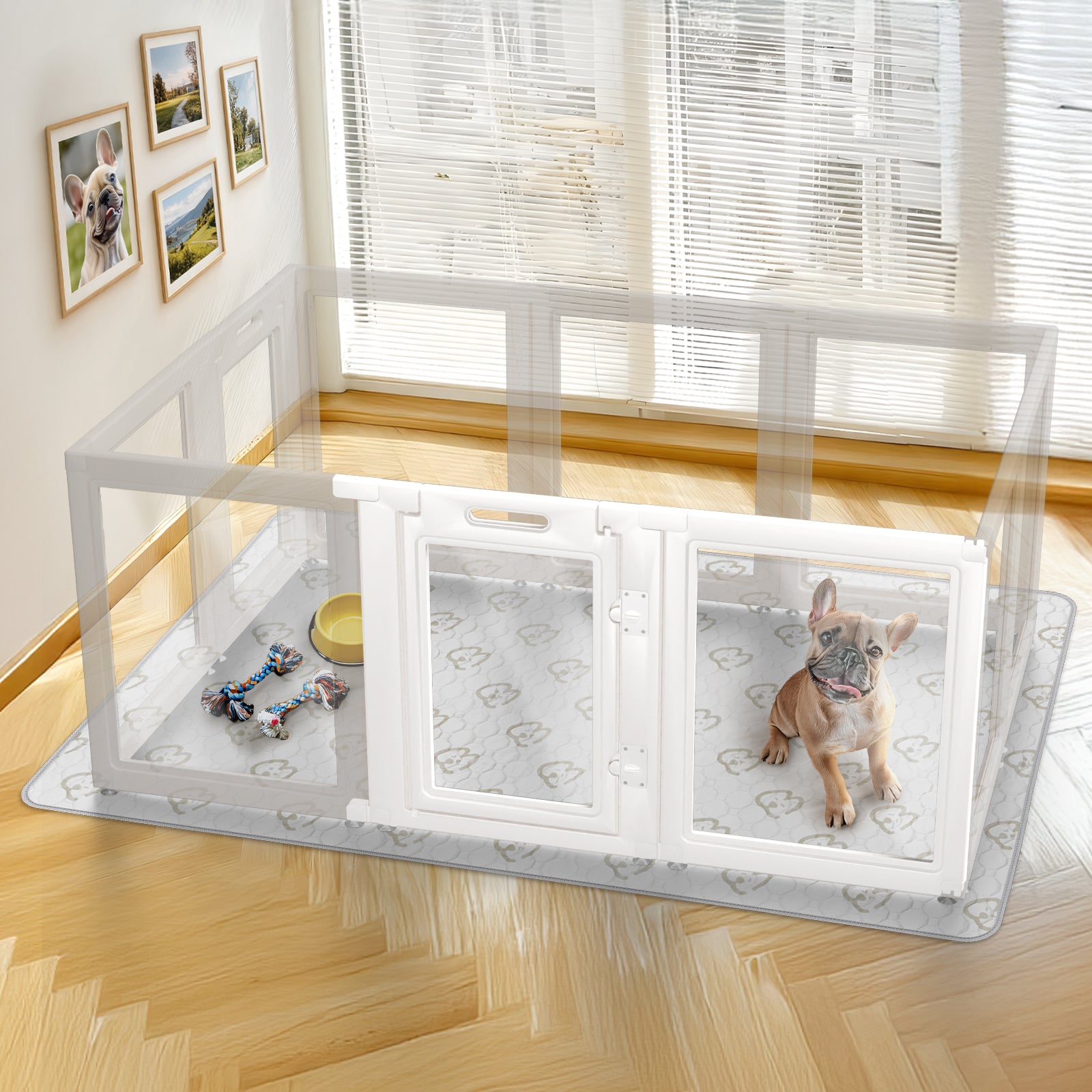 AuraSpace Acrylic Indoor Dog Playpen for Small to Medium Dogs