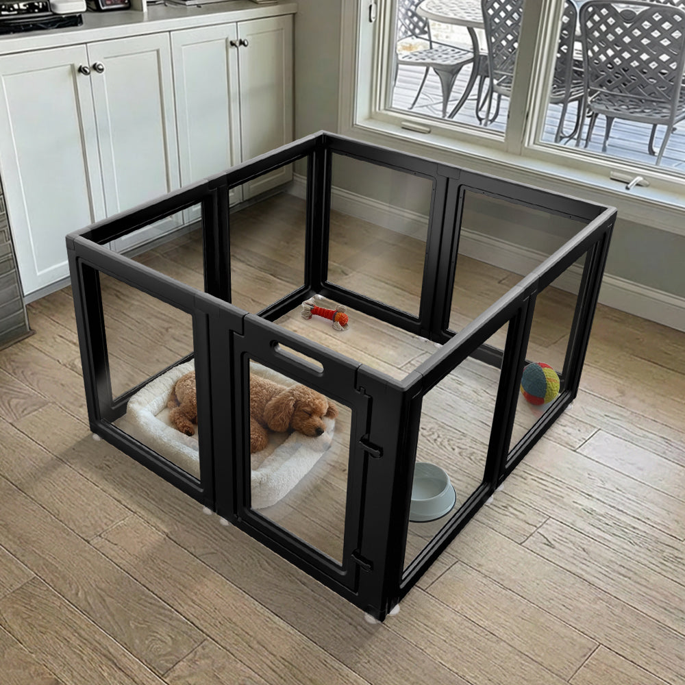 AuraSpace Acrylic Indoor Dog Playpen for Small to Medium Dogs