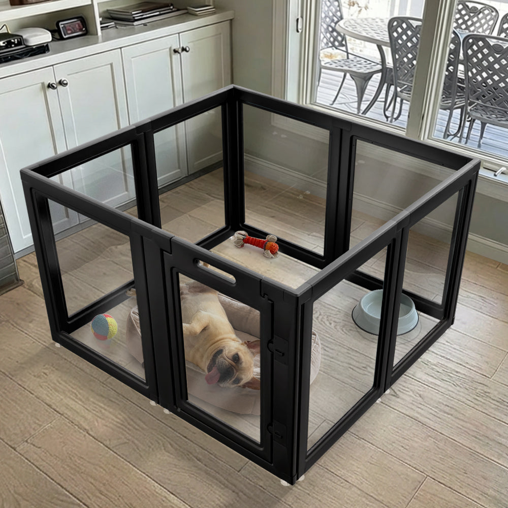 AuraSpace Acrylic Indoor Dog Playpen for Small to Medium Dogs