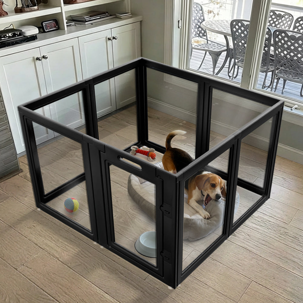 AuraSpace Acrylic Indoor Dog Playpen for Small to Medium Dogs