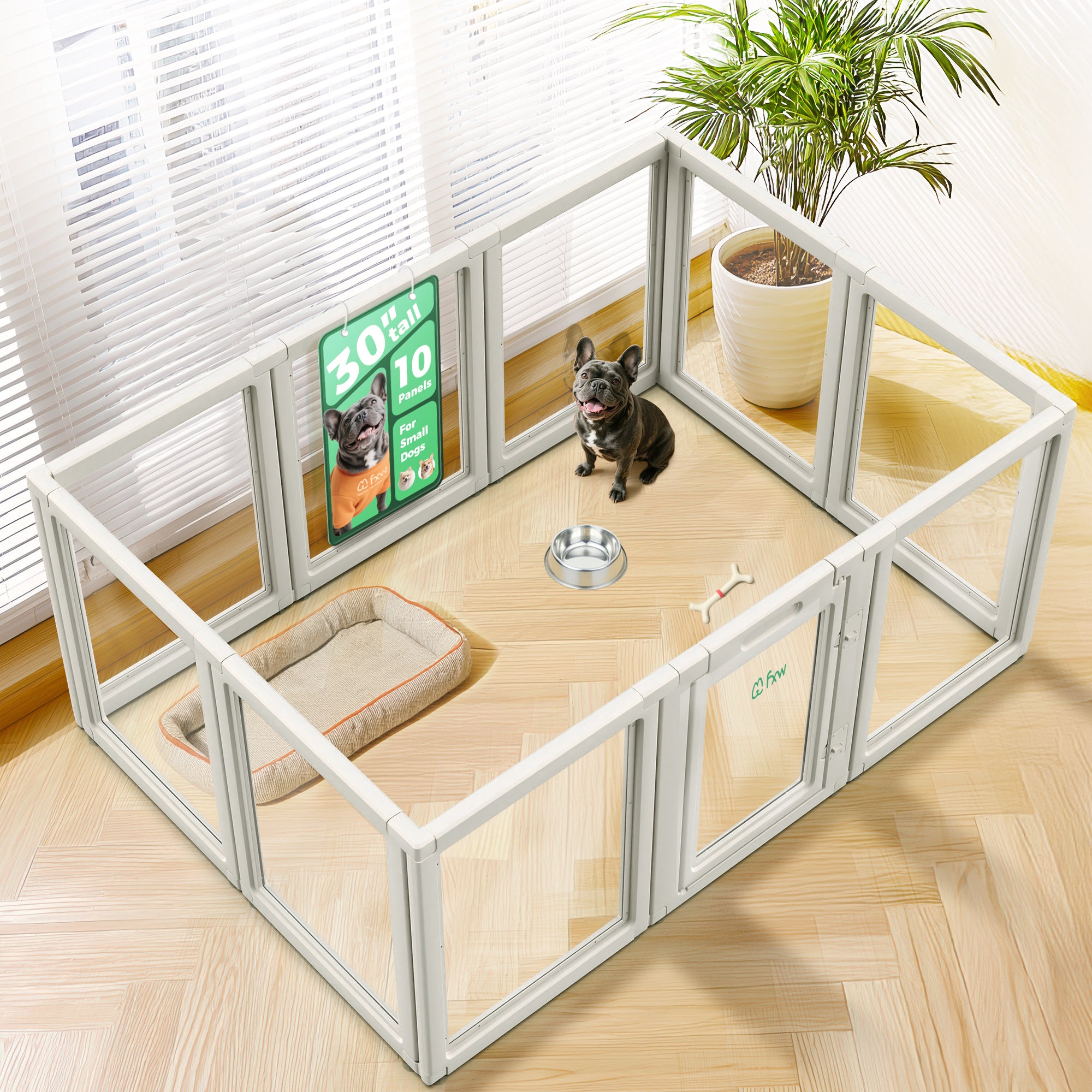 AuraSpace Acrylic Indoor Dog Playpen for Puppies and Small Dogs