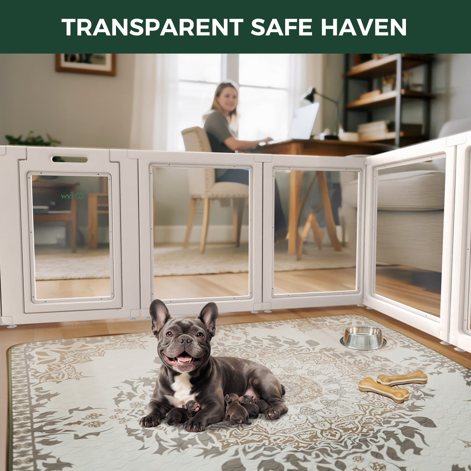 AuraSpace Acrylic Indoor Dog Playpen for Puppies and Small Dogs