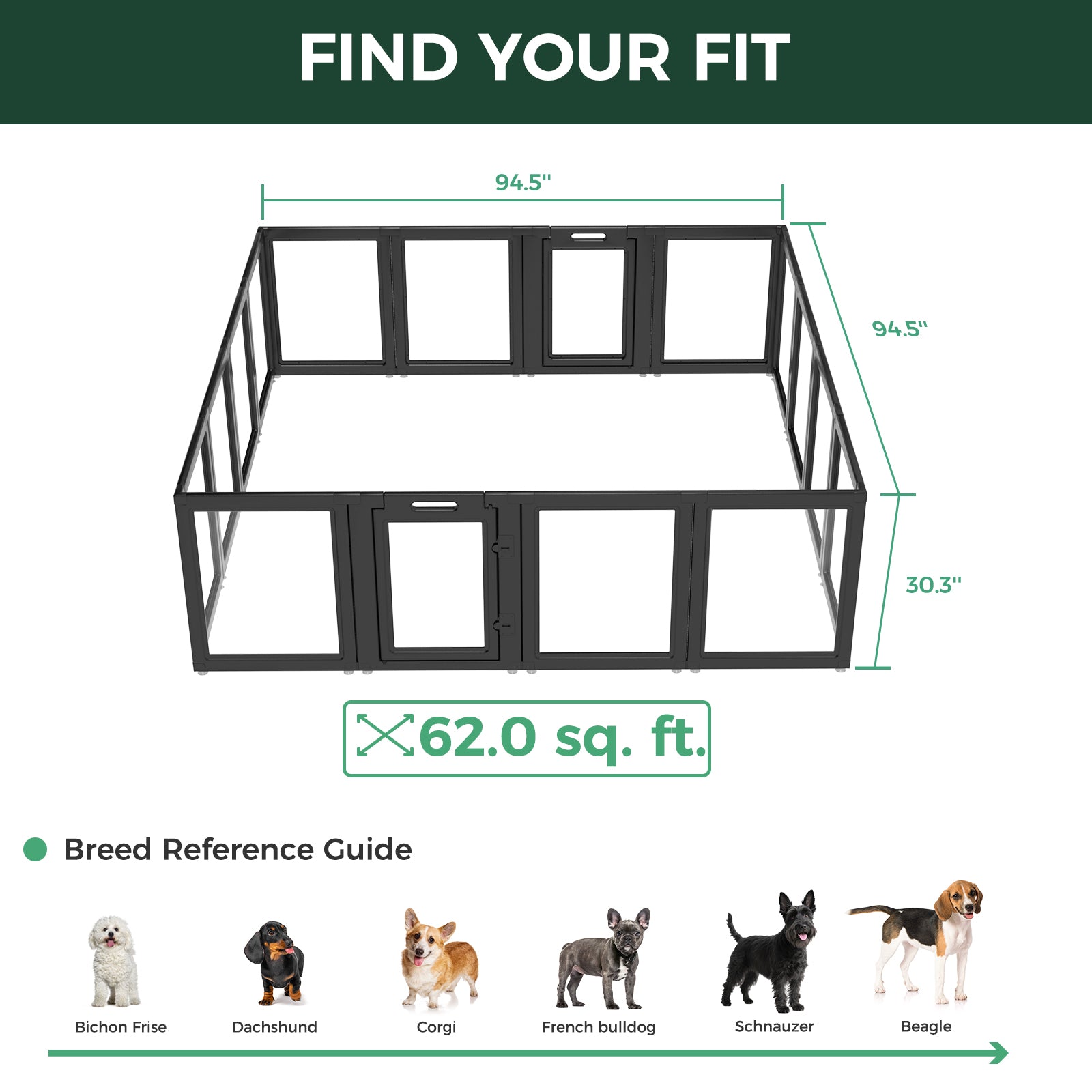 AuraSpace Acrylic Indoor Dog Playpen for Small to Medium Dogs