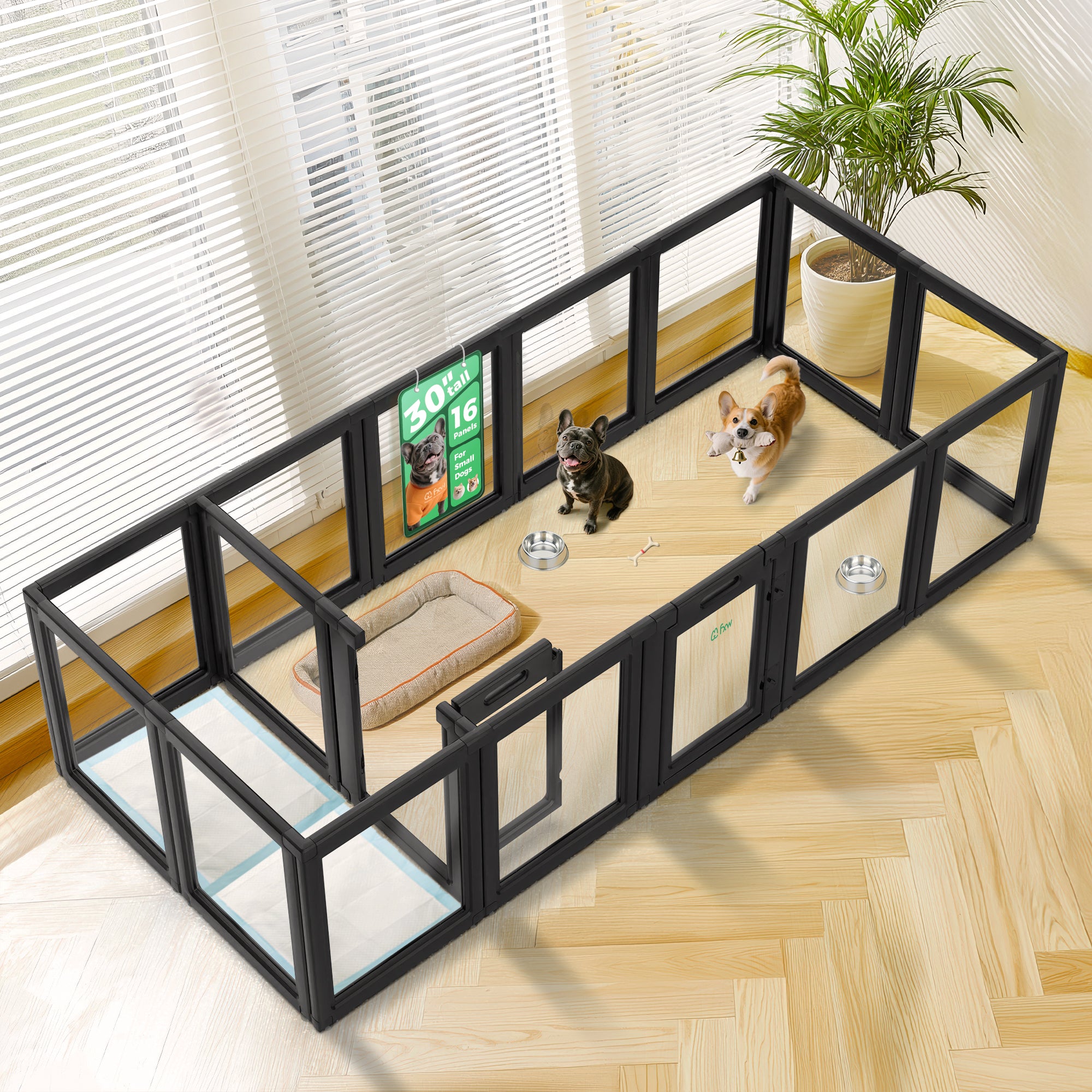 AuraSpace Acrylic Indoor Dog Playpen for Puppies and Small Dogs