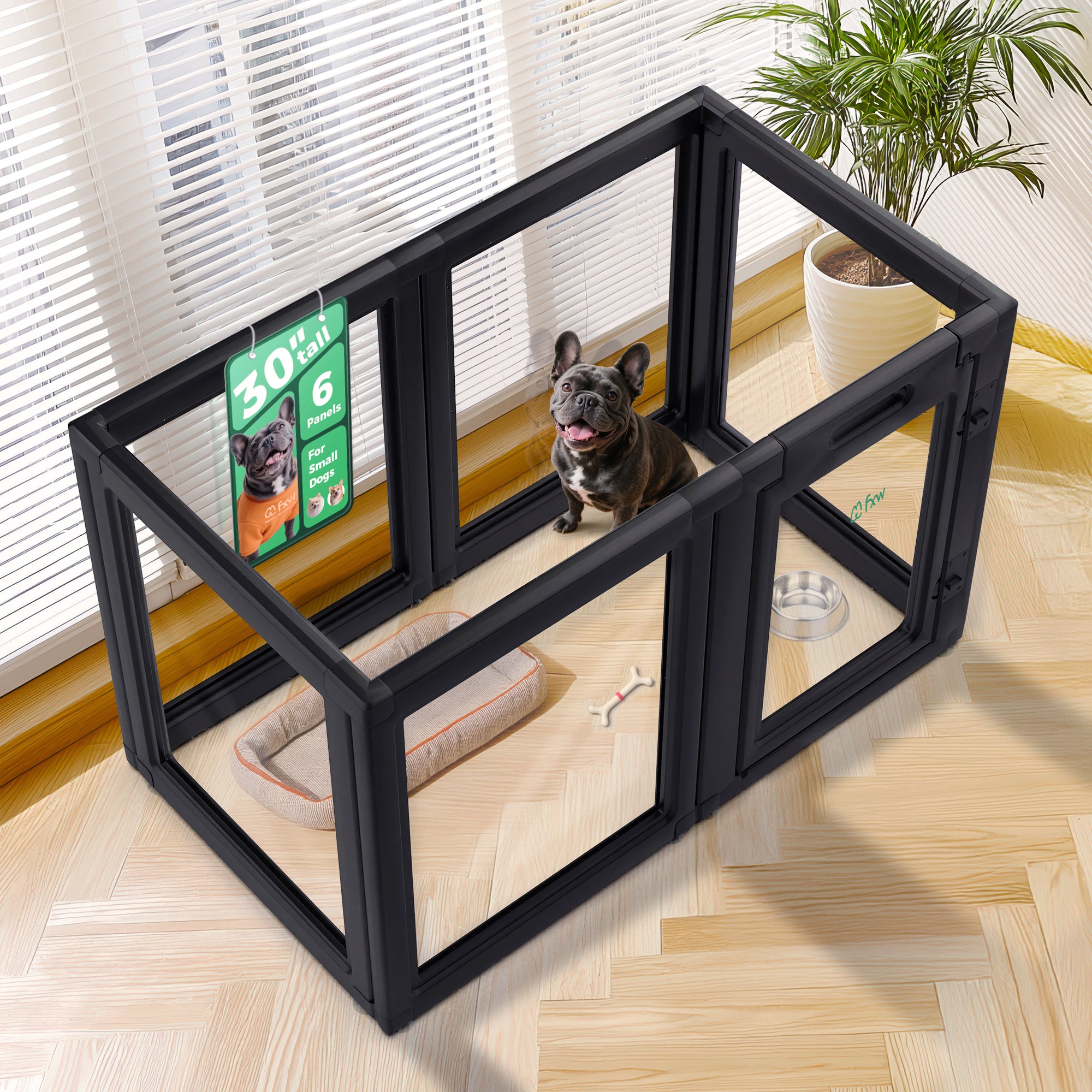 AuraSpace Acrylic Indoor Dog Playpen for Puppies and Small Dogs