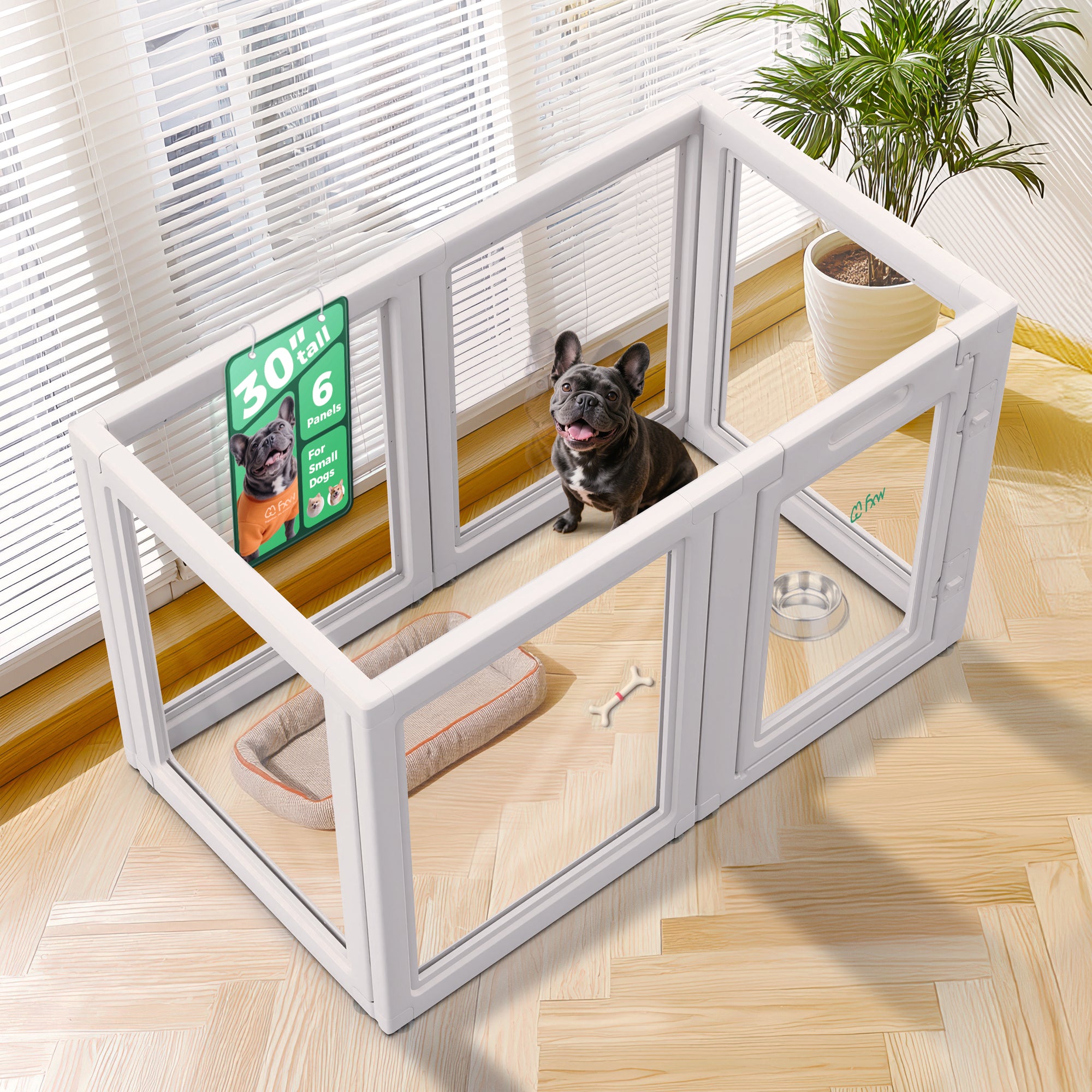 AuraSpace Acrylic Indoor Dog Playpen for Puppies and Small Dogs