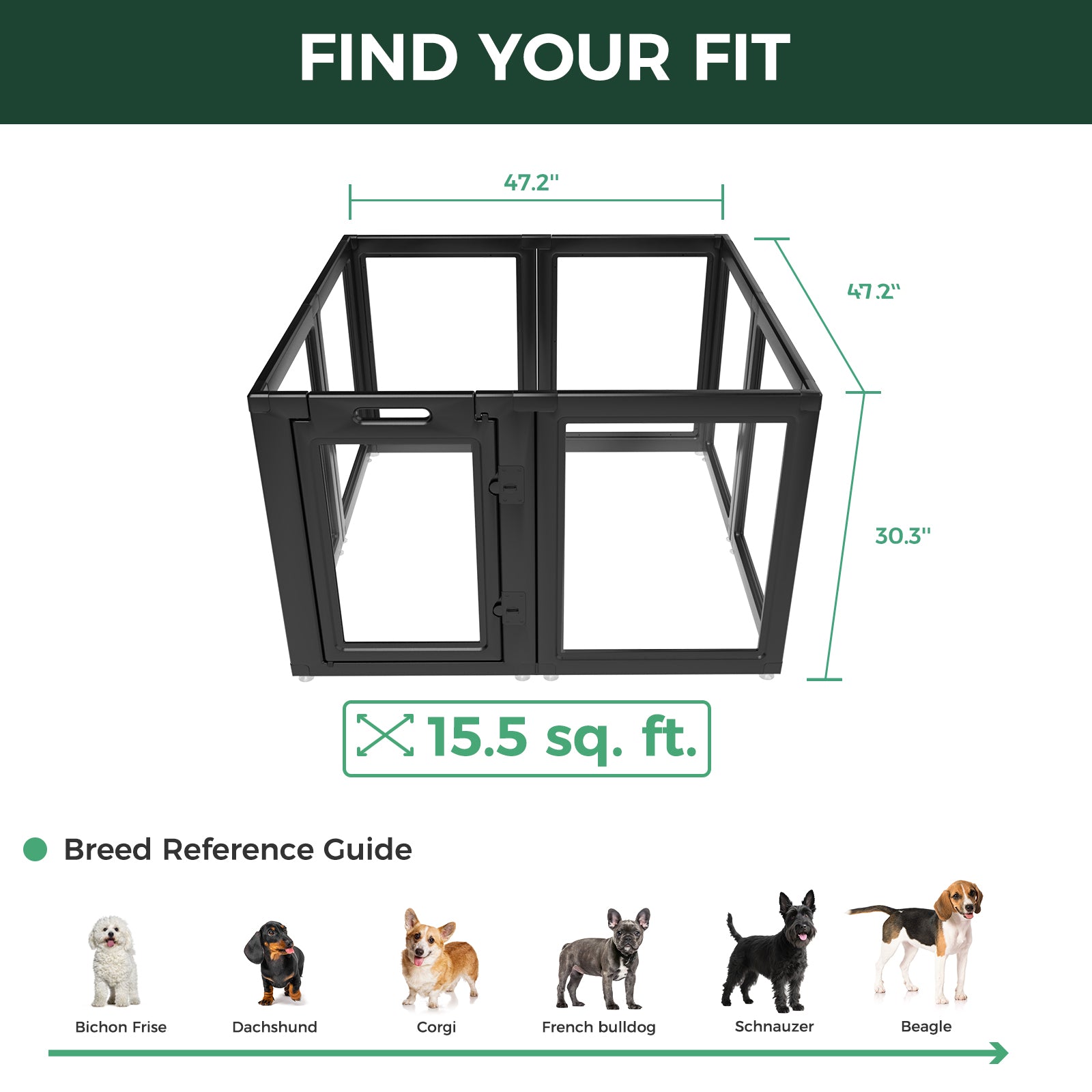 AuraSpace Acrylic Indoor Dog Playpen for Small to Medium Dogs
