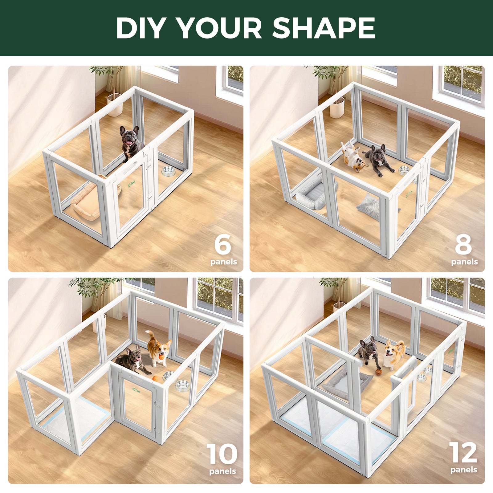 AuraSpace Acrylic Indoor Dog Playpen for Puppies and Small Dogs