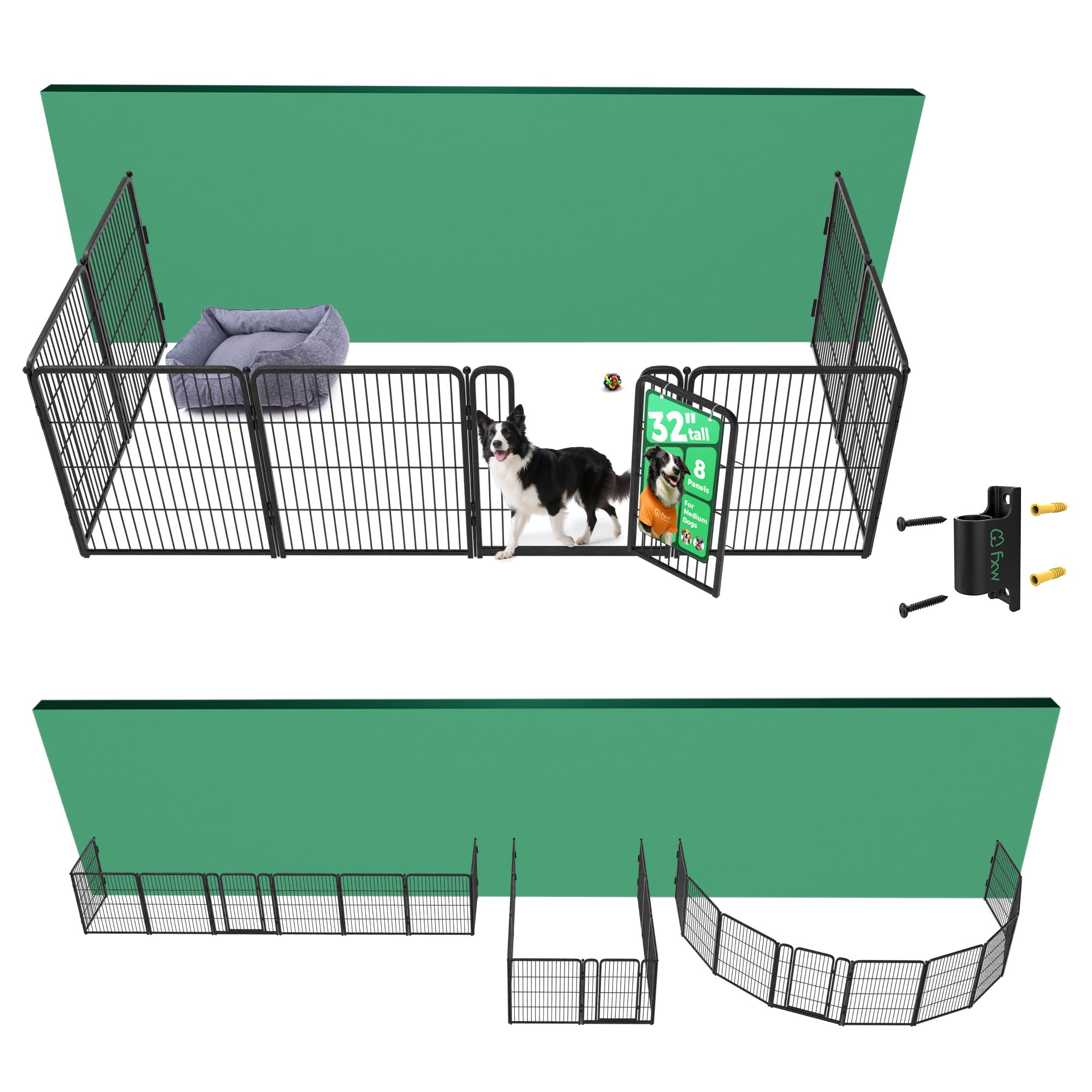 Bundle - Homeplus Dog Playpen & Fence-to-Wall Anchor(Pack of 4)