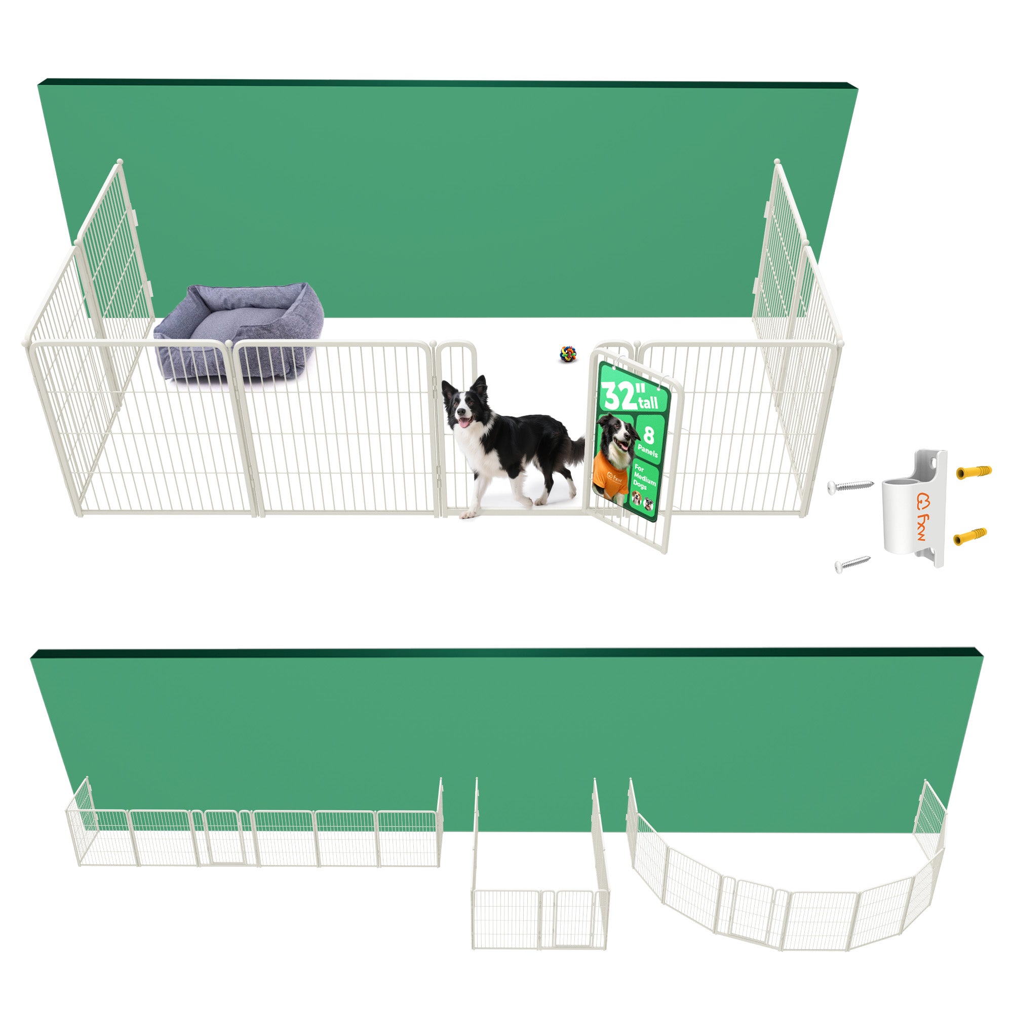 Bundle - Homeplus Dog Playpen & Fence-to-Wall Anchor(Pack of 4)