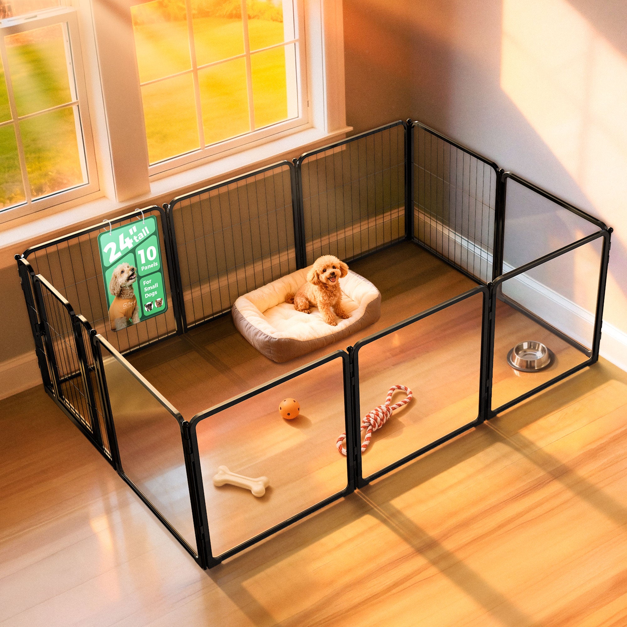 FXW Acrylic & Wire Mesh Indoor Dog Playpen
