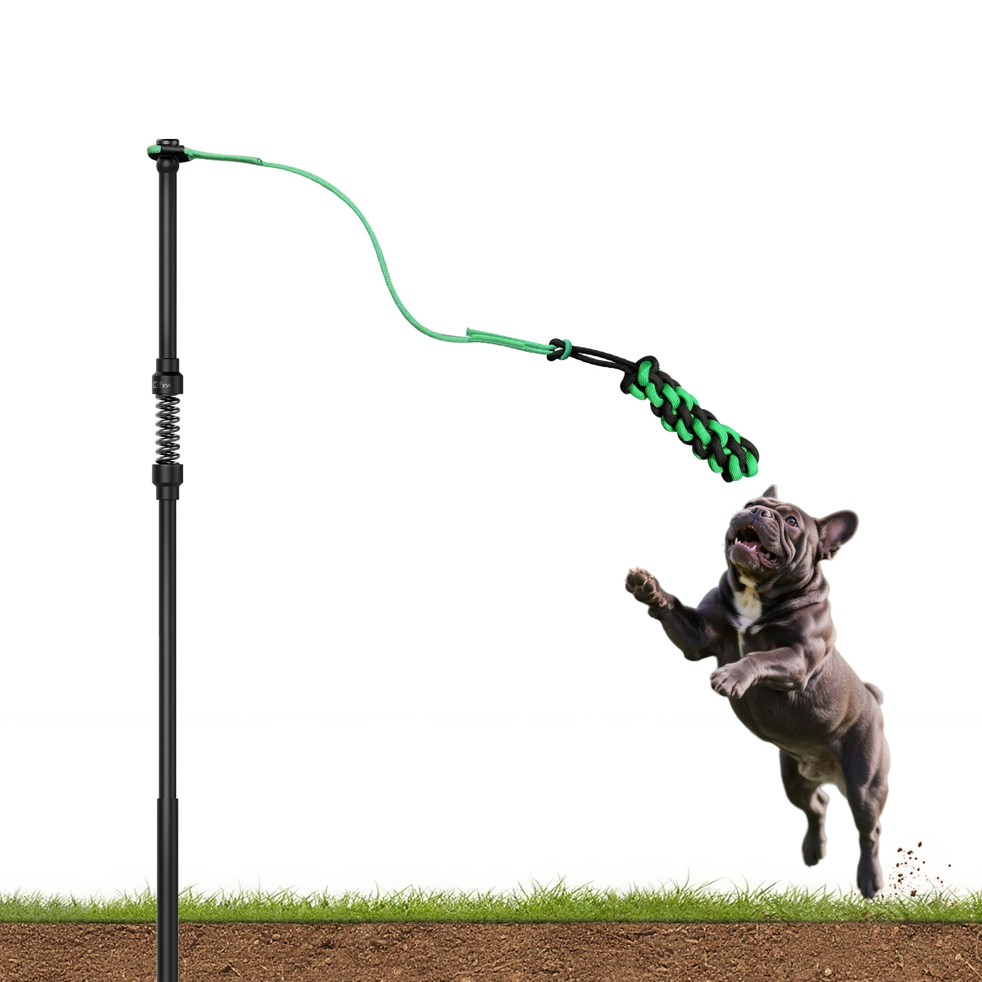 TugPal Flex Dog Tug Toy | Safe Outdoor Play with Spring-Top Rod