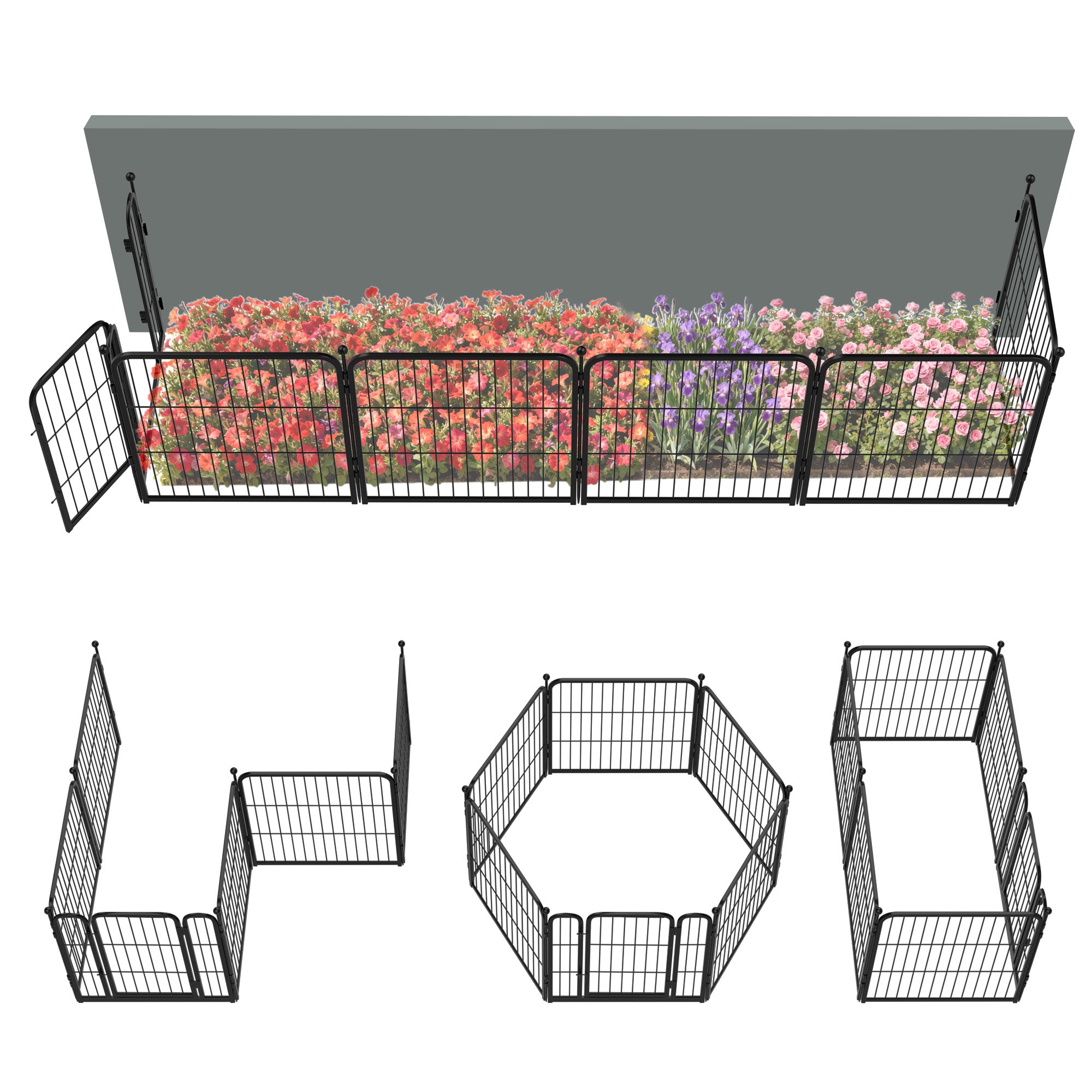 FXW Garden Fence Outdoor for The Yard - Black