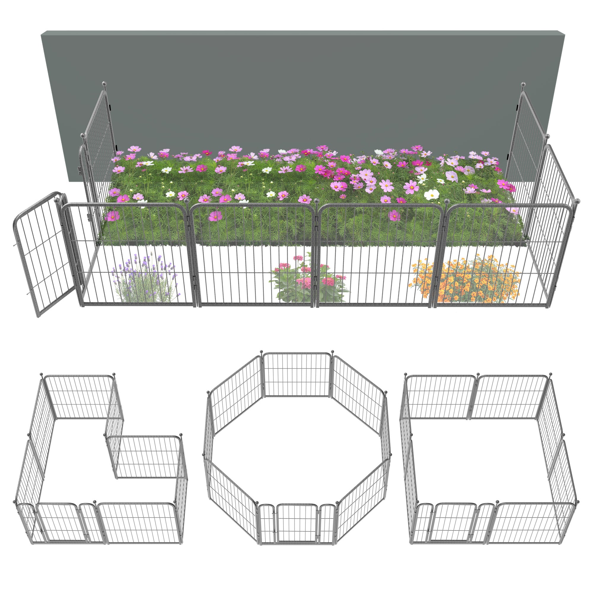 FXW Garden Fence Outdoor for The Yard - Silver