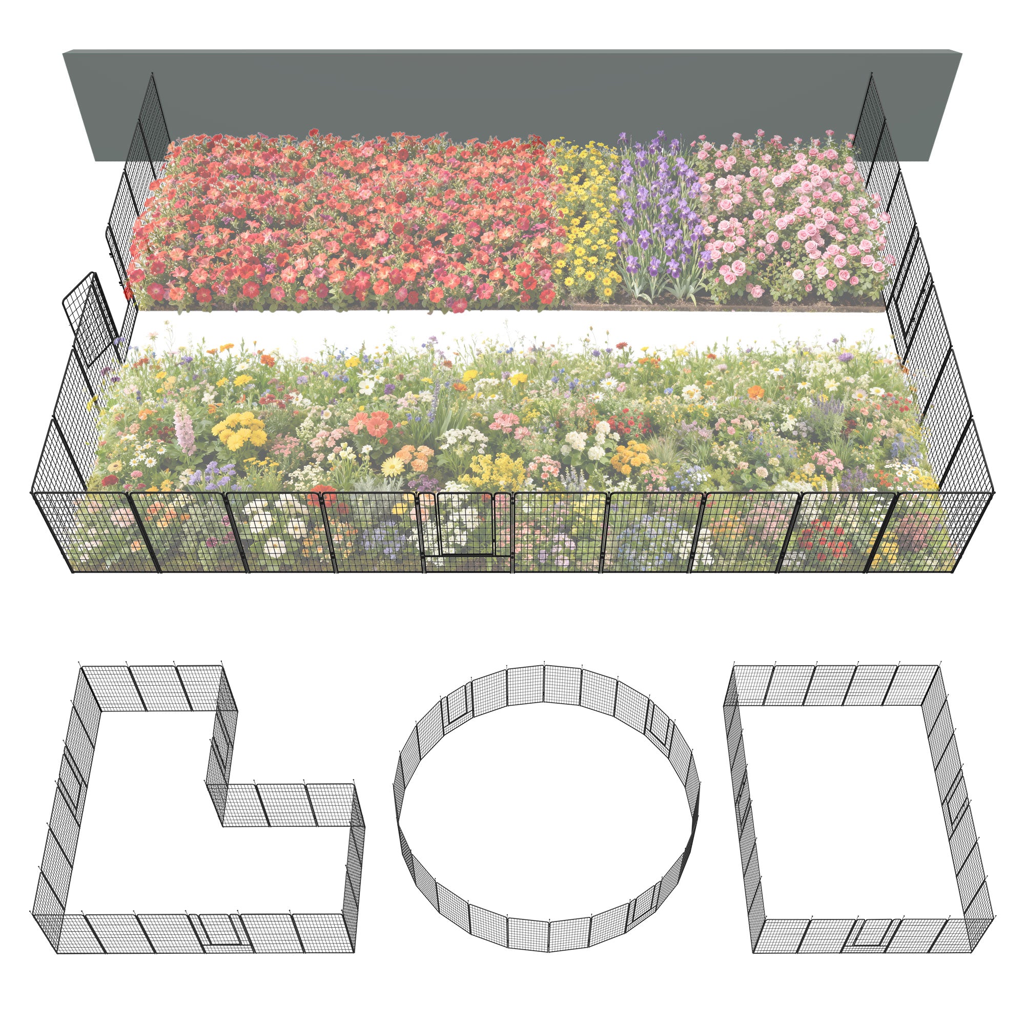 FXW Garden Fence Outdoor for The Yard - Black