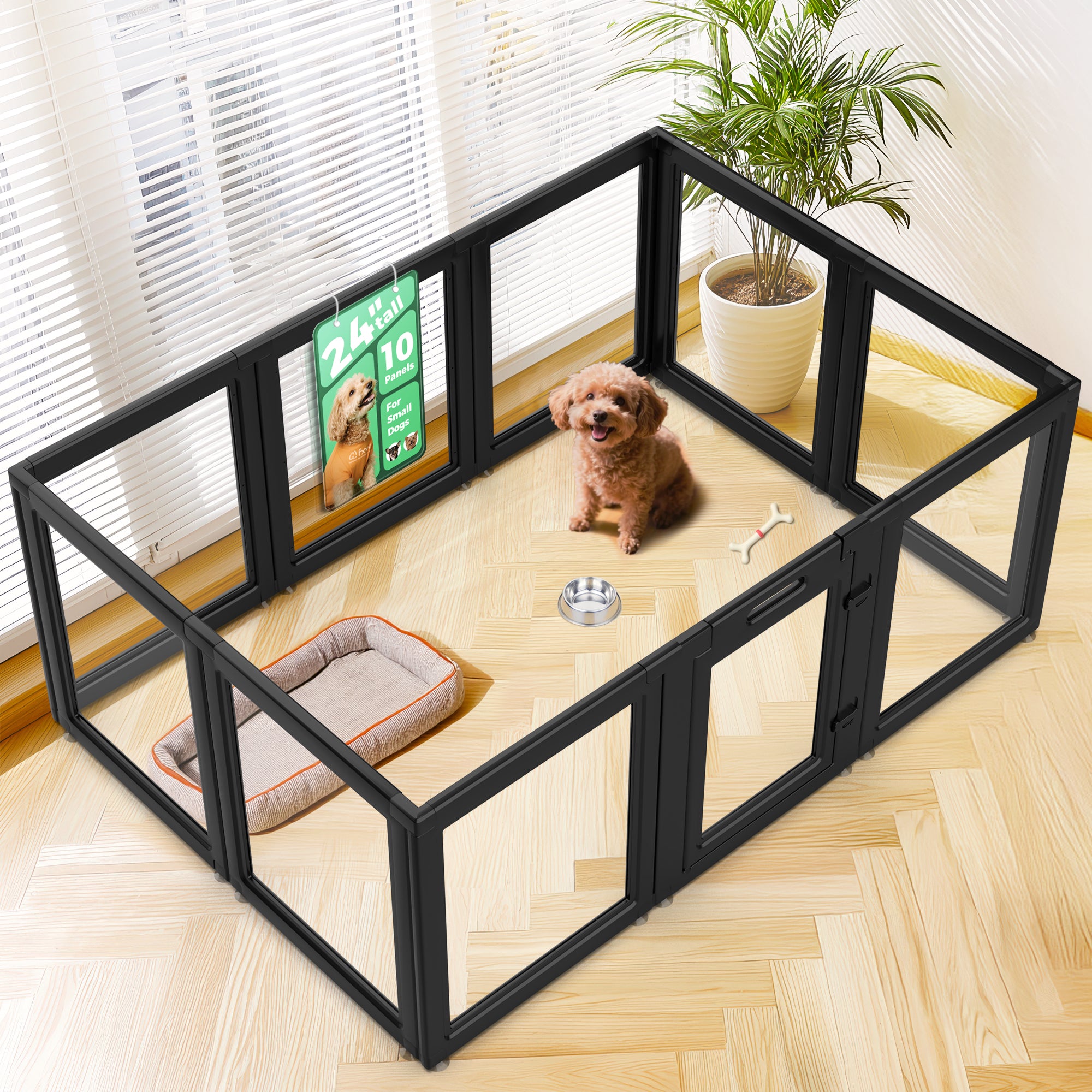 AuraSpace Acrylic Indoor Dog Playpen for Small to Medium Dogs