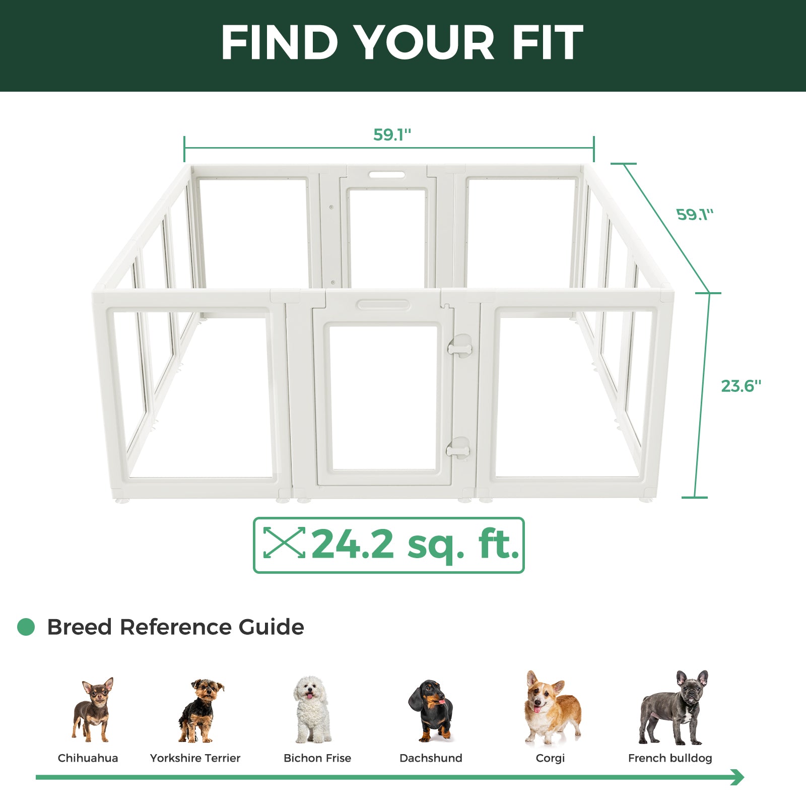 AuraSpace Acrylic Indoor Dog Playpen for Small to Medium Dogs