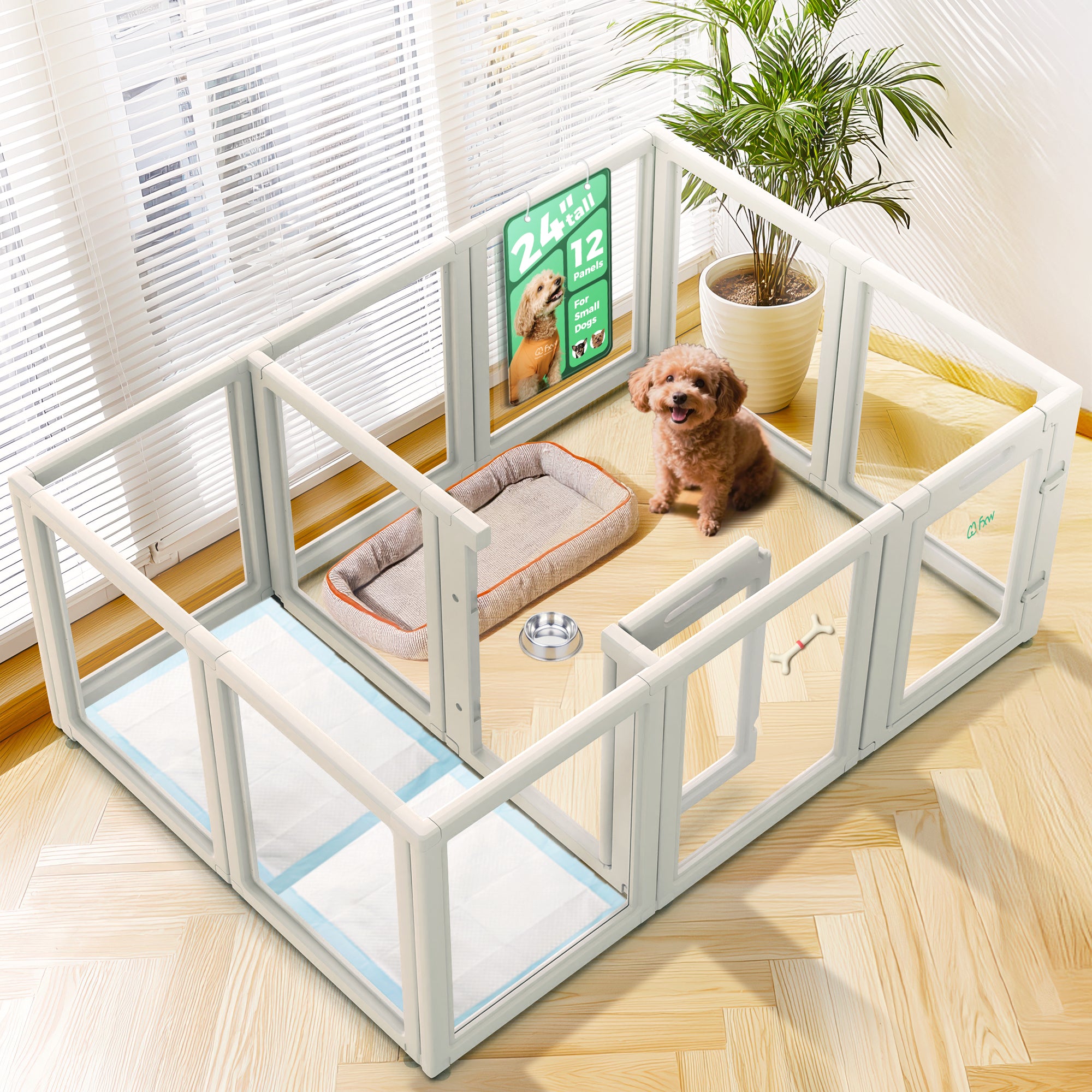 AuraSpace Acrylic Indoor Dog Playpen for Puppies and Small Dogs