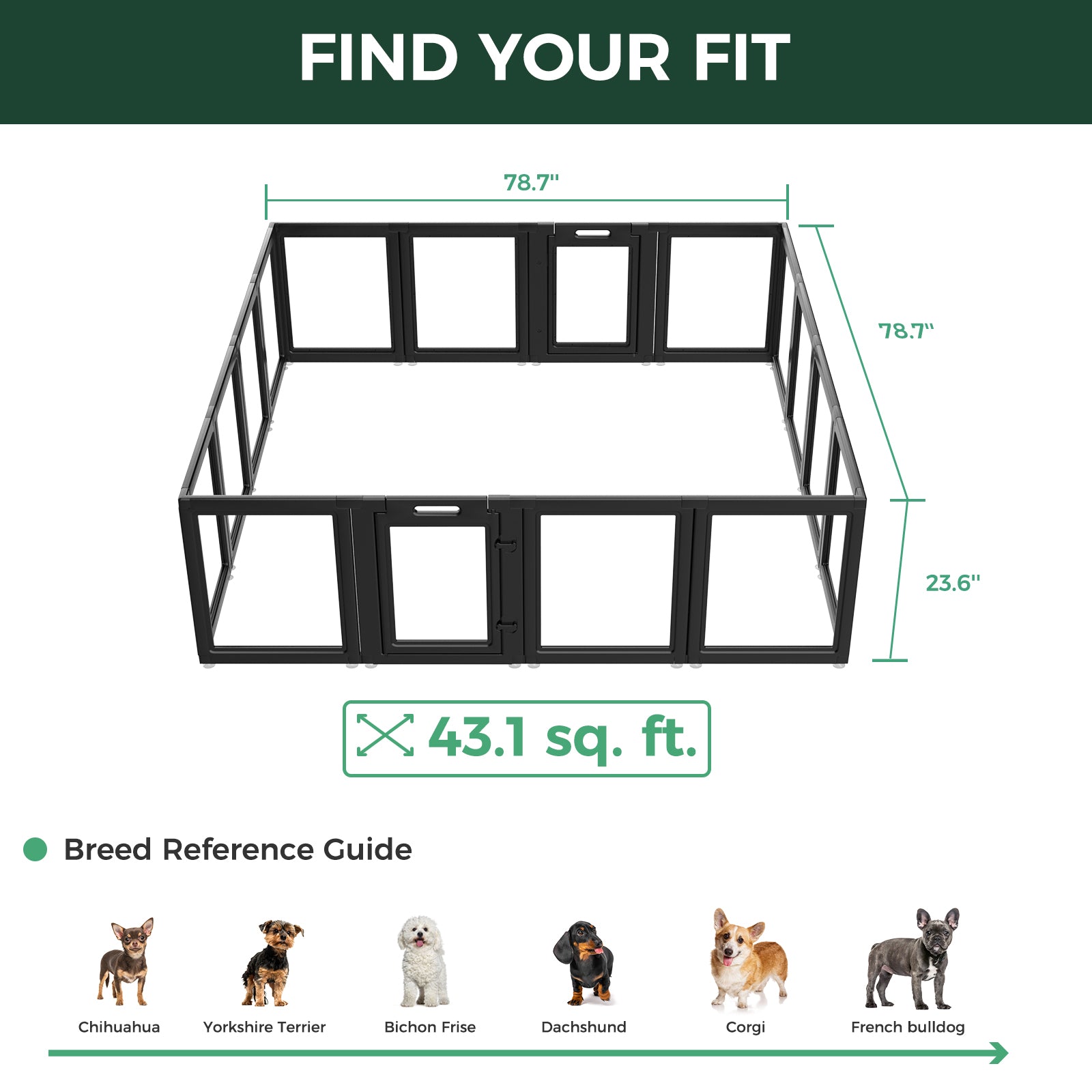 AuraSpace Acrylic Indoor Dog Playpen for Small to Medium Dogs