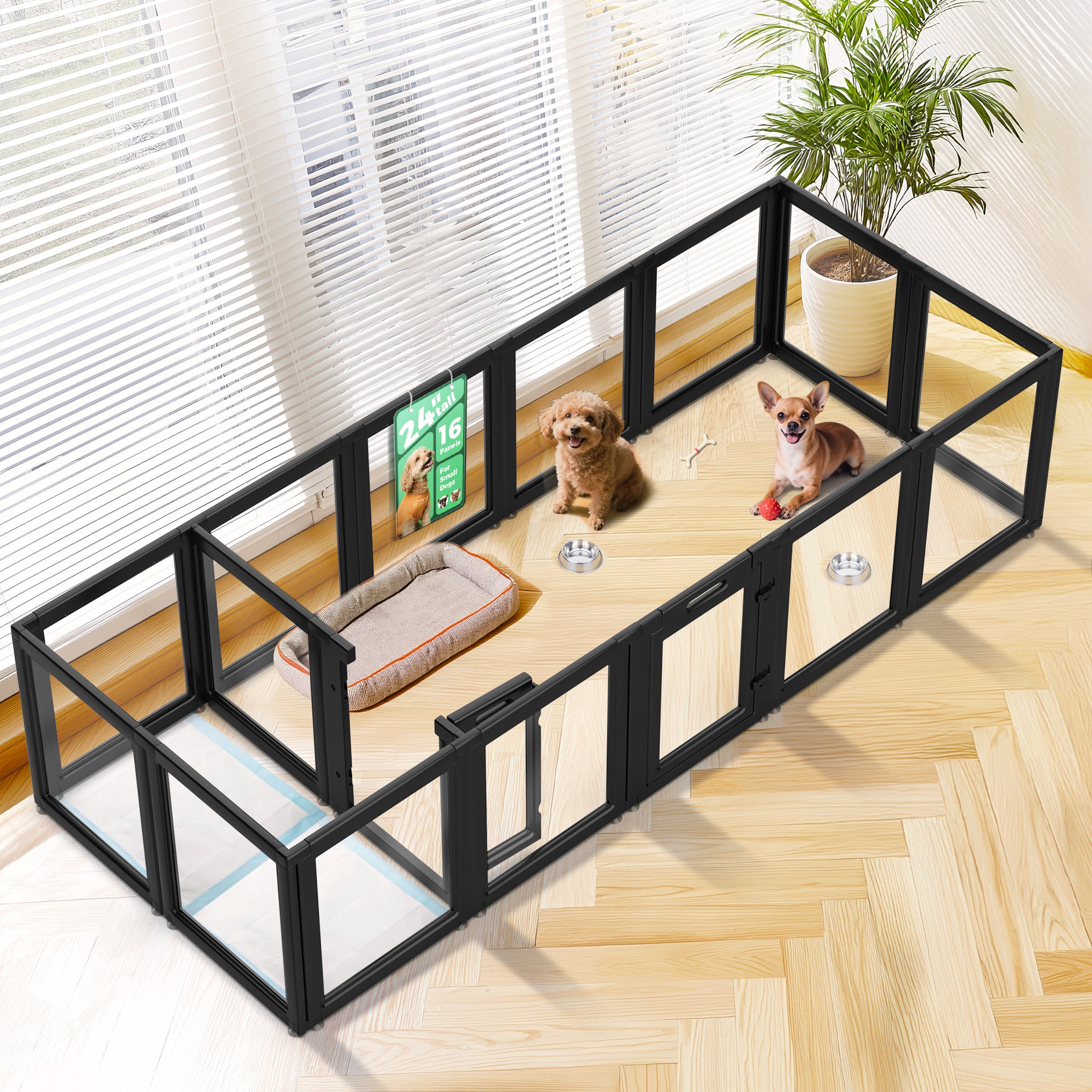 AuraSpace Acrylic Indoor Dog Playpen for Small to Medium Dogs