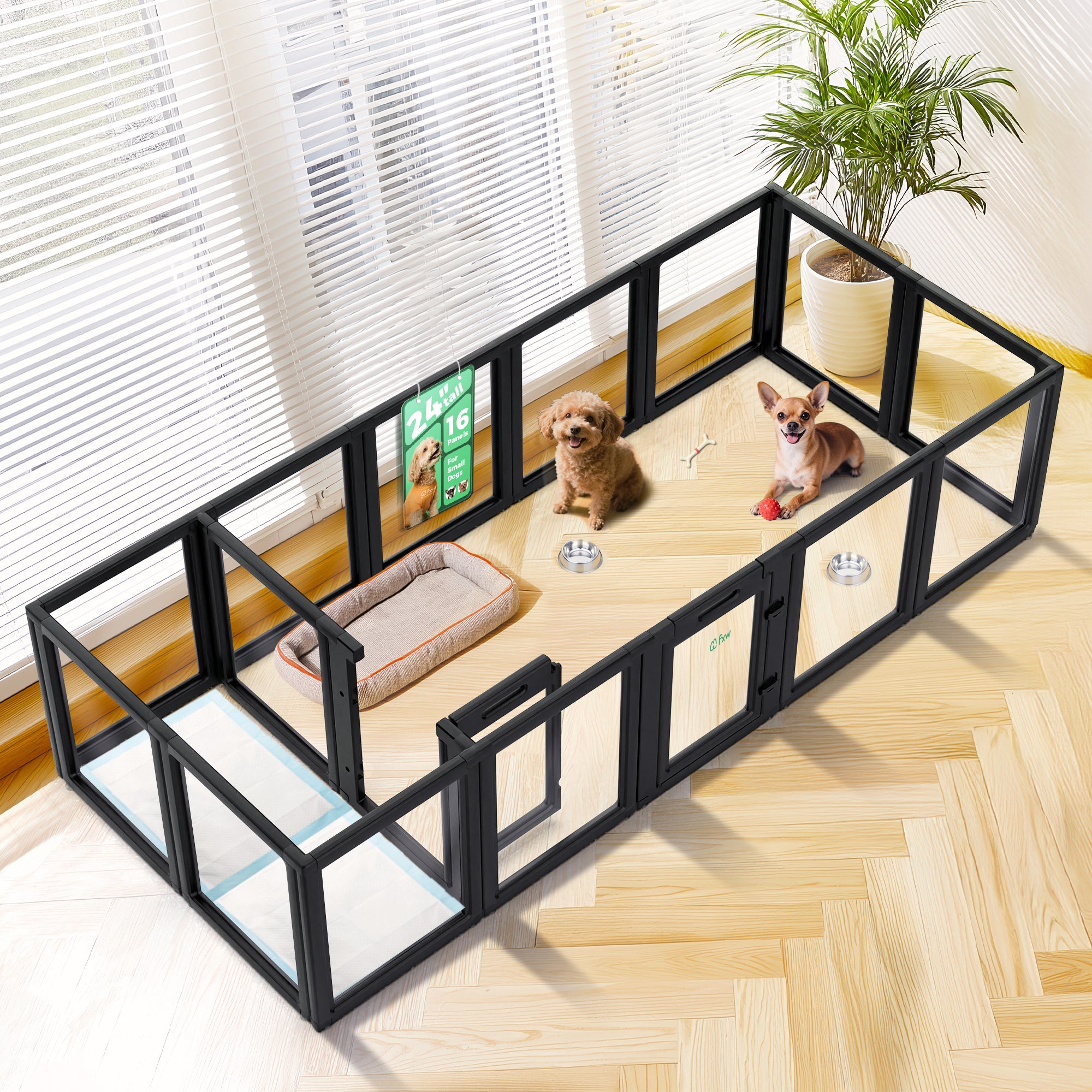 AuraSpace Acrylic Indoor Dog Playpen for Puppies and Small Dogs