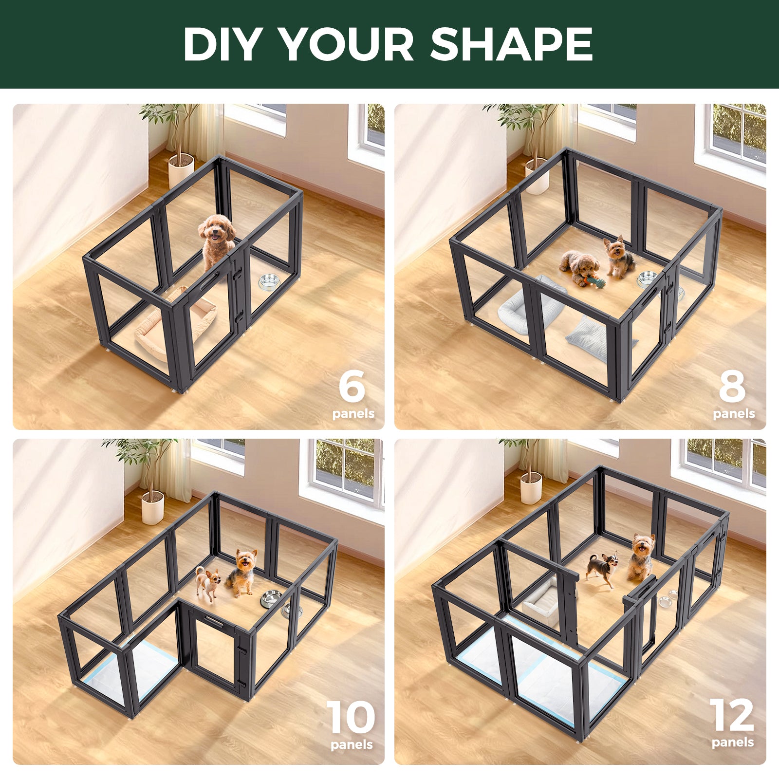 AuraSpace Acrylic Indoor Dog Playpen for Small to Medium Dogs