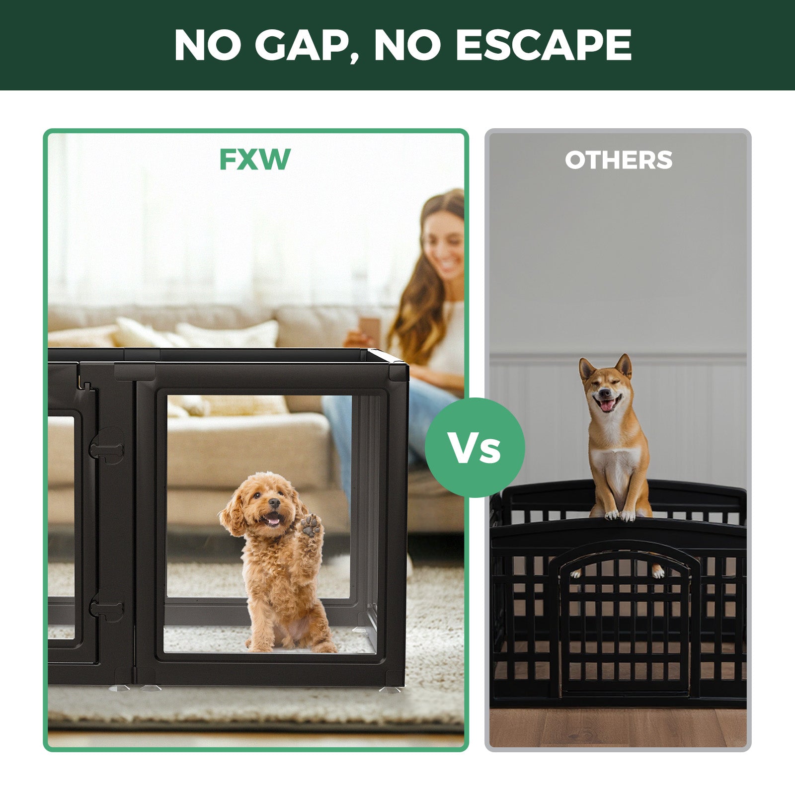 AuraSpace Acrylic Indoor Dog Playpen for Small to Medium Dogs