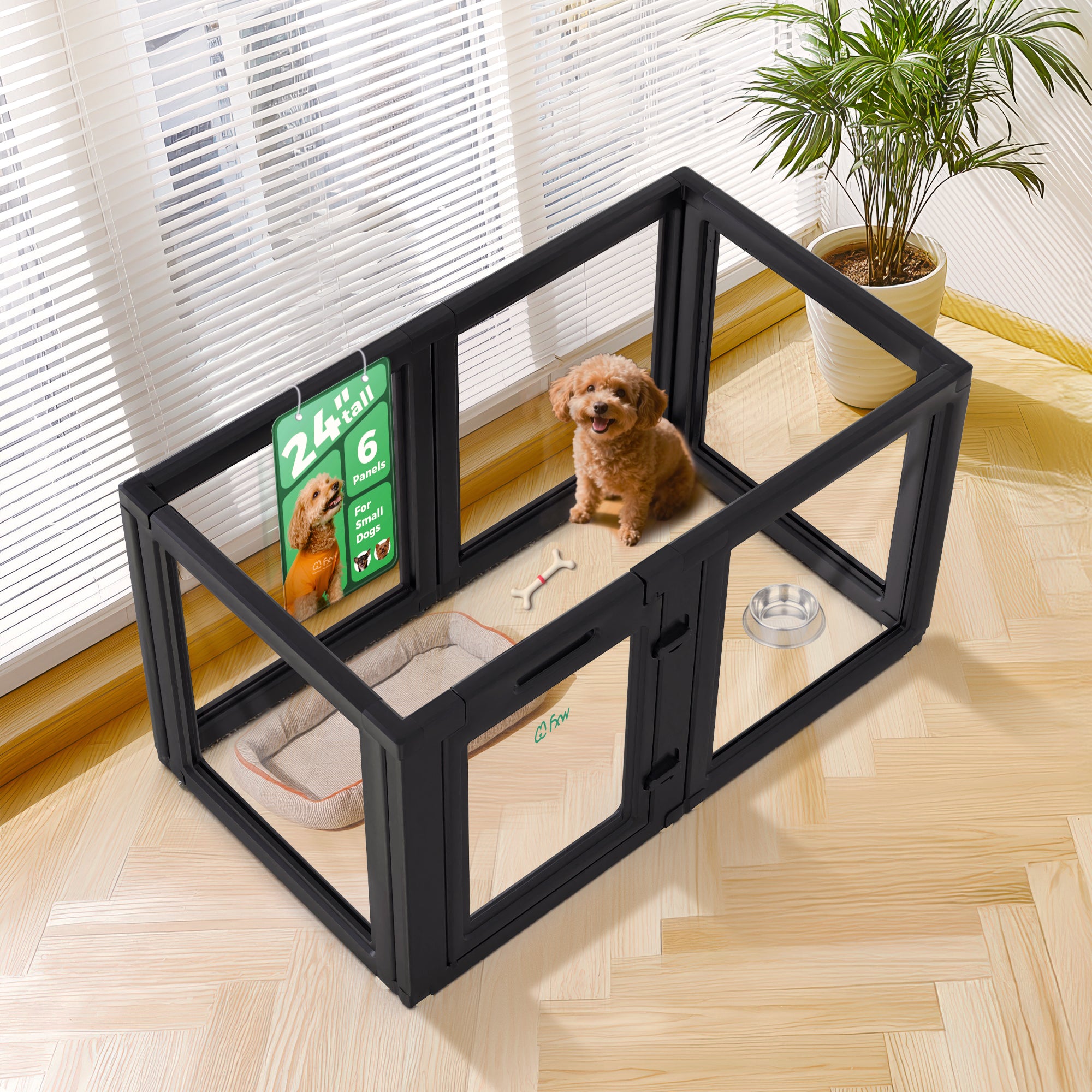 AuraSpace Acrylic Indoor Dog Playpen for Puppies and Small Dogs