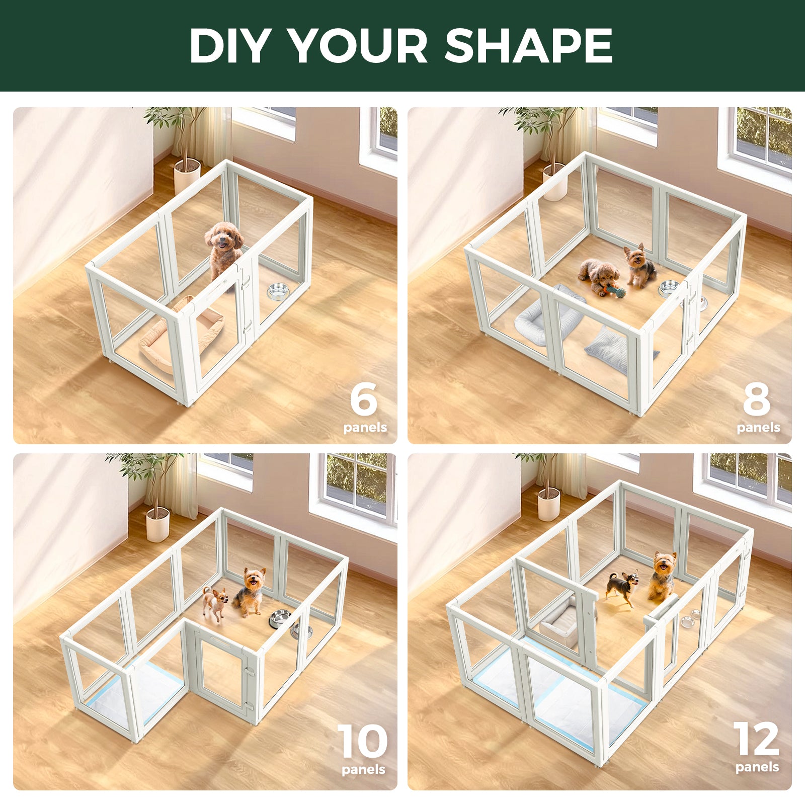 AuraSpace Acrylic Indoor Dog Playpen for Small to Medium Dogs