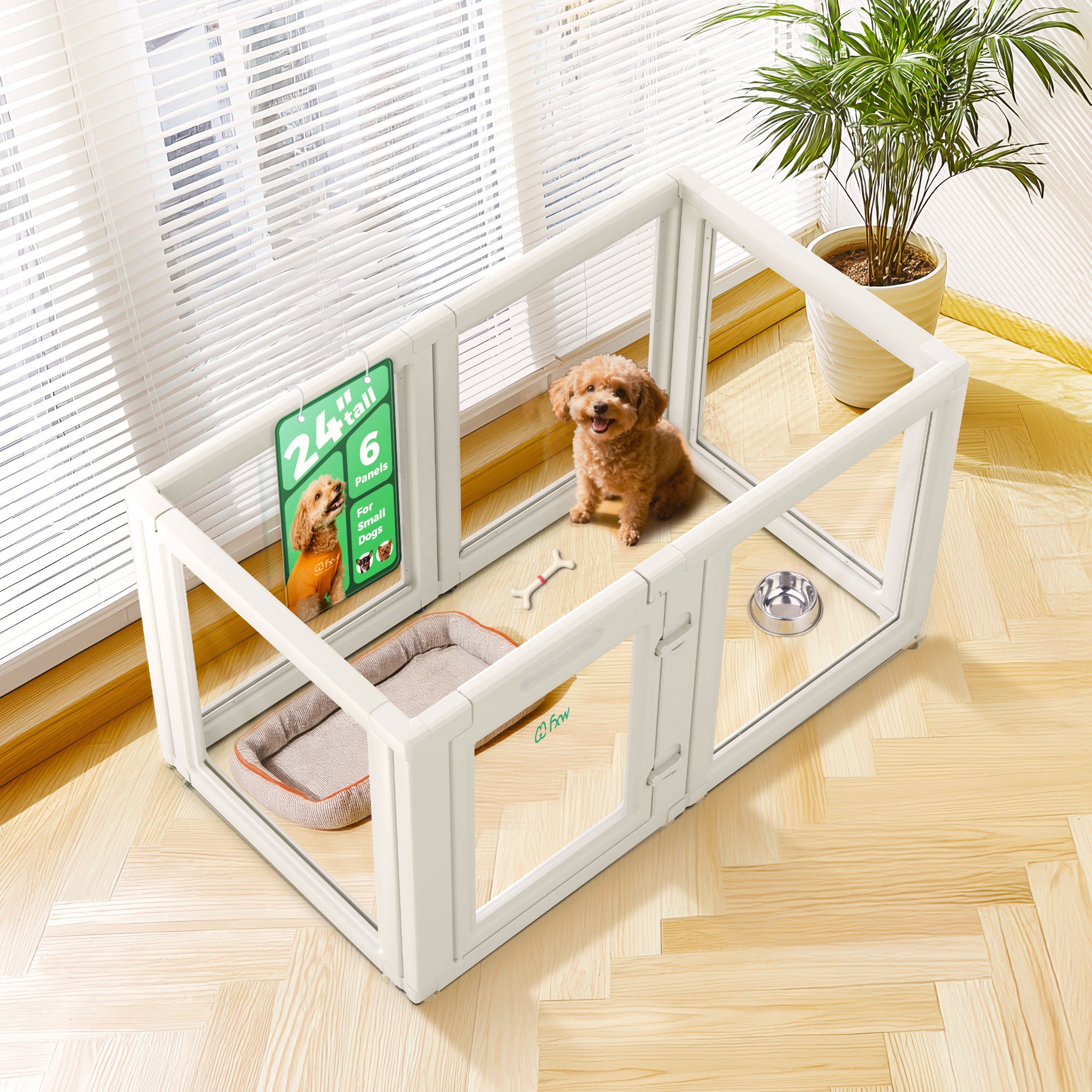 AuraSpace Acrylic Indoor Dog Playpen for Puppies and Small Dogs